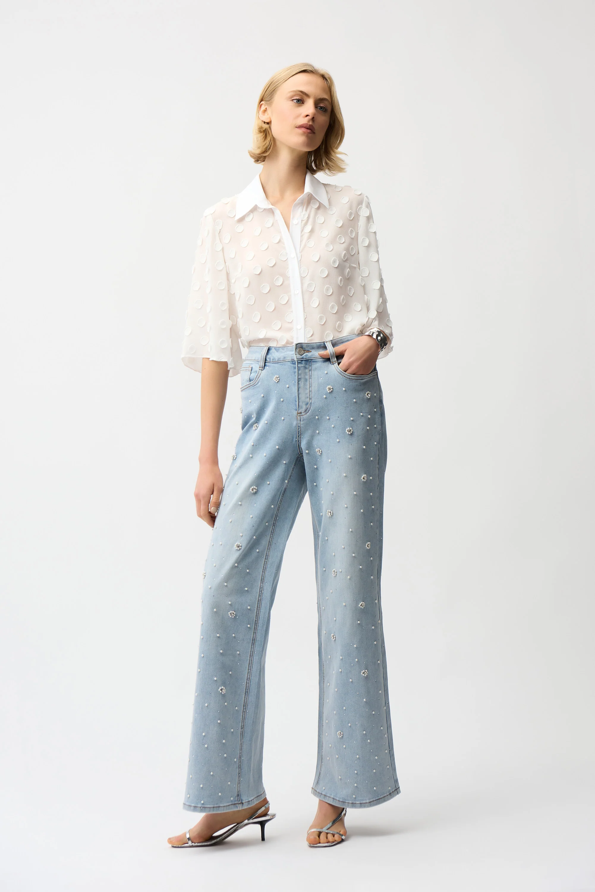 Joseph Ribkoff 3D Dot Jacquard Boxy Blouse Style 261098 - Image 3