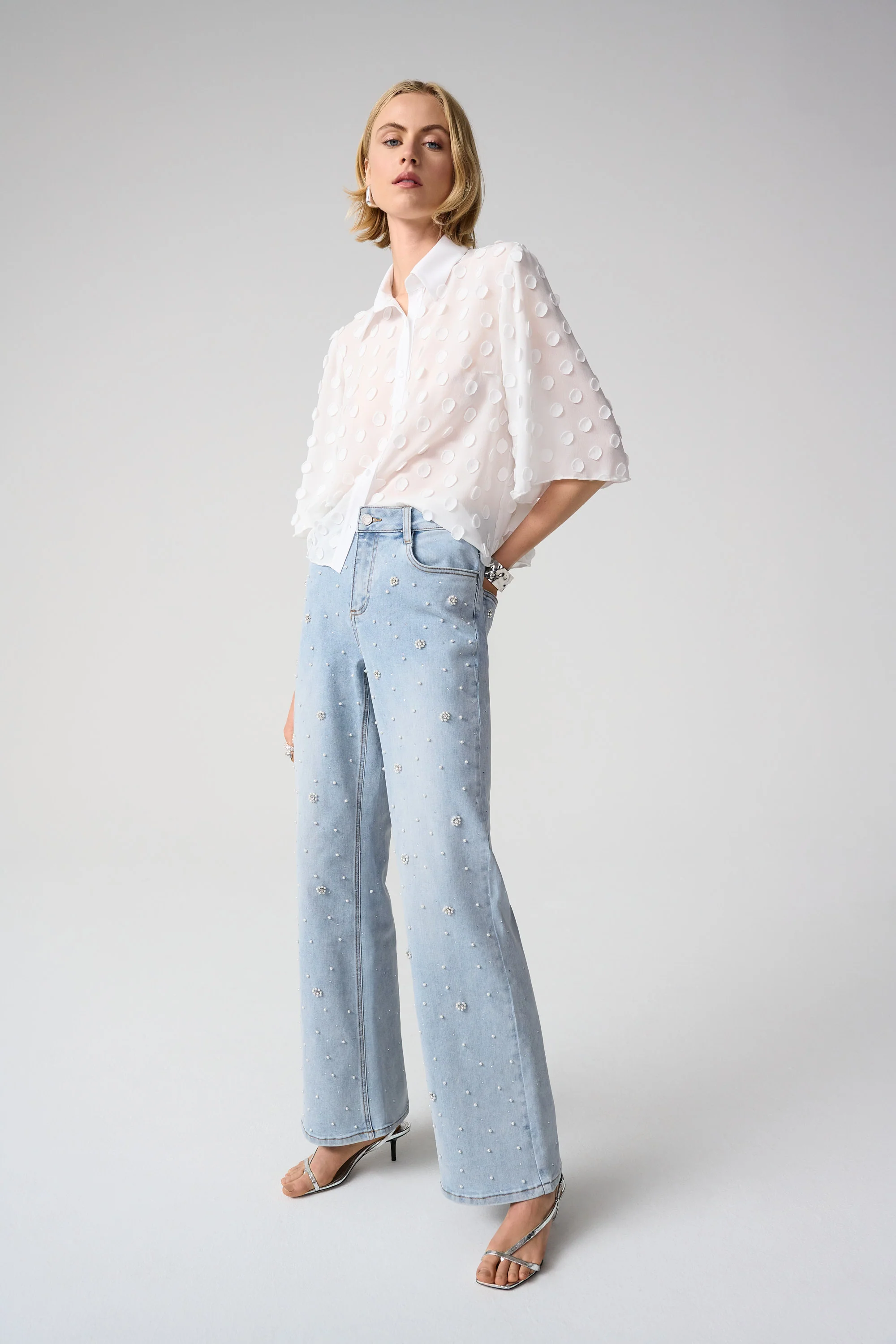 Joseph Ribkoff 3D Dot Jacquard Boxy Blouse Style 261098 - Image 4