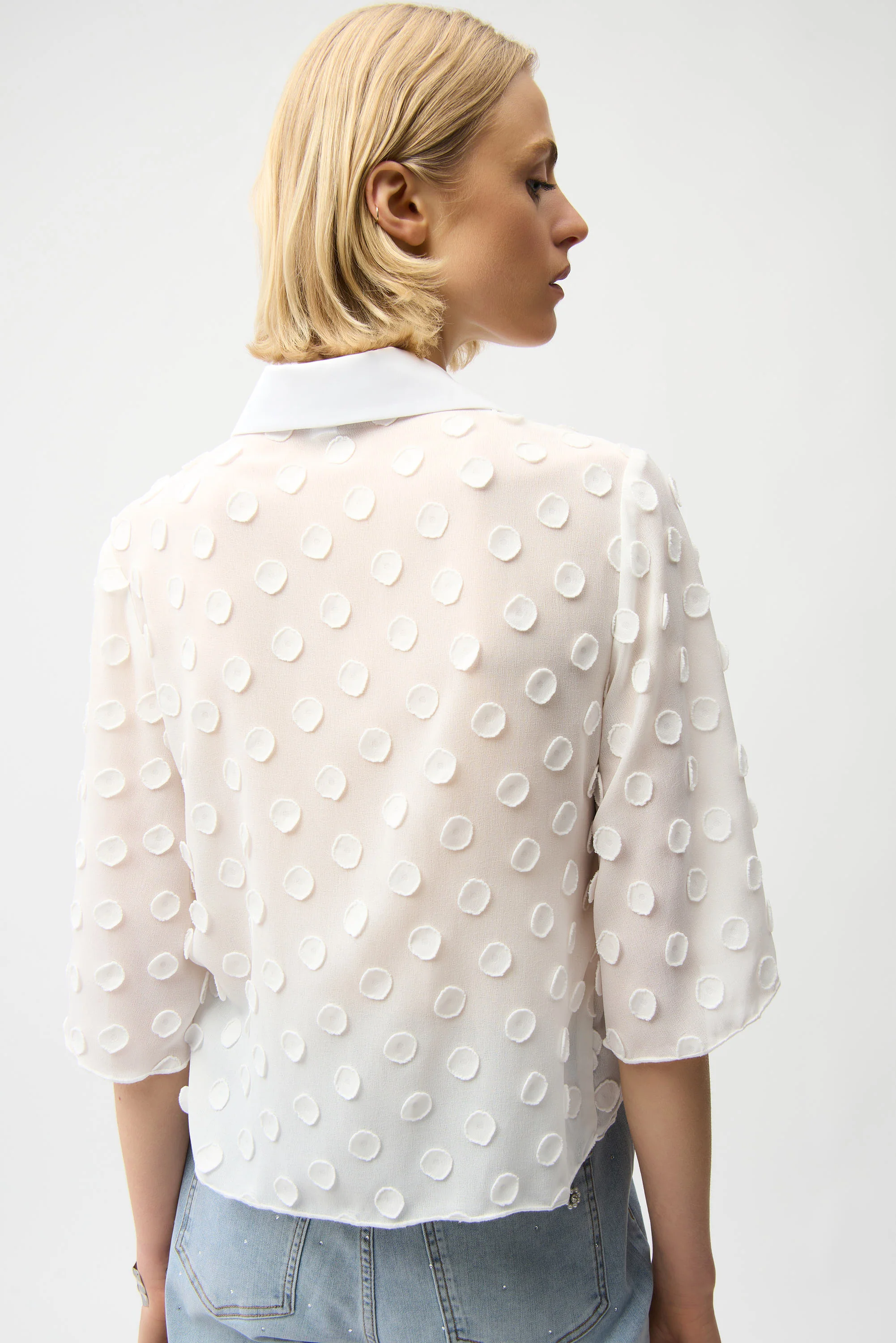 Joseph Ribkoff 3D Dot Jacquard Boxy Blouse Style 261098 - Image 5