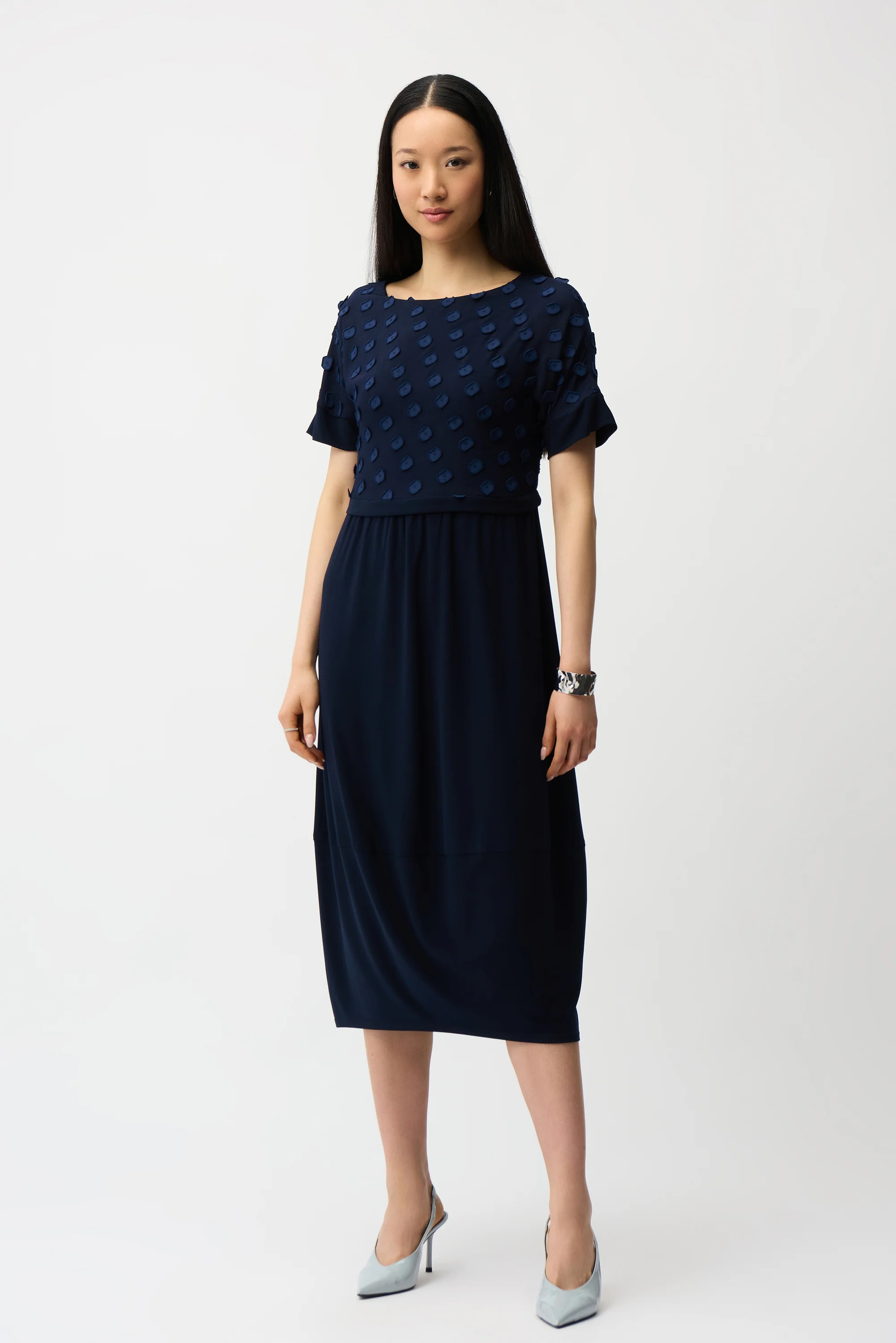 Joseph Ribkoff 3D Dot Jacquard Cocoon Dress Style 261107