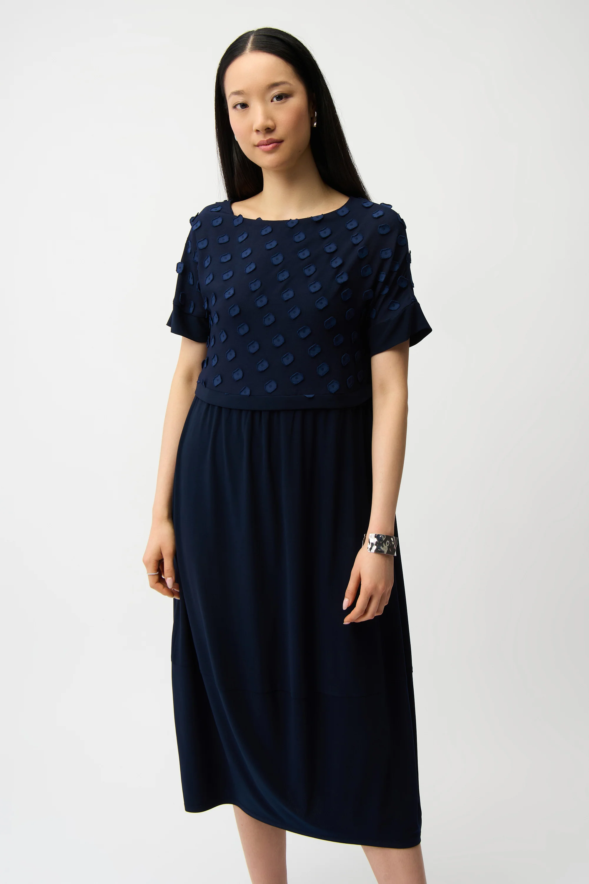 Joseph Ribkoff 3D Dot Jacquard Cocoon Dress Style 261107 - Image 2