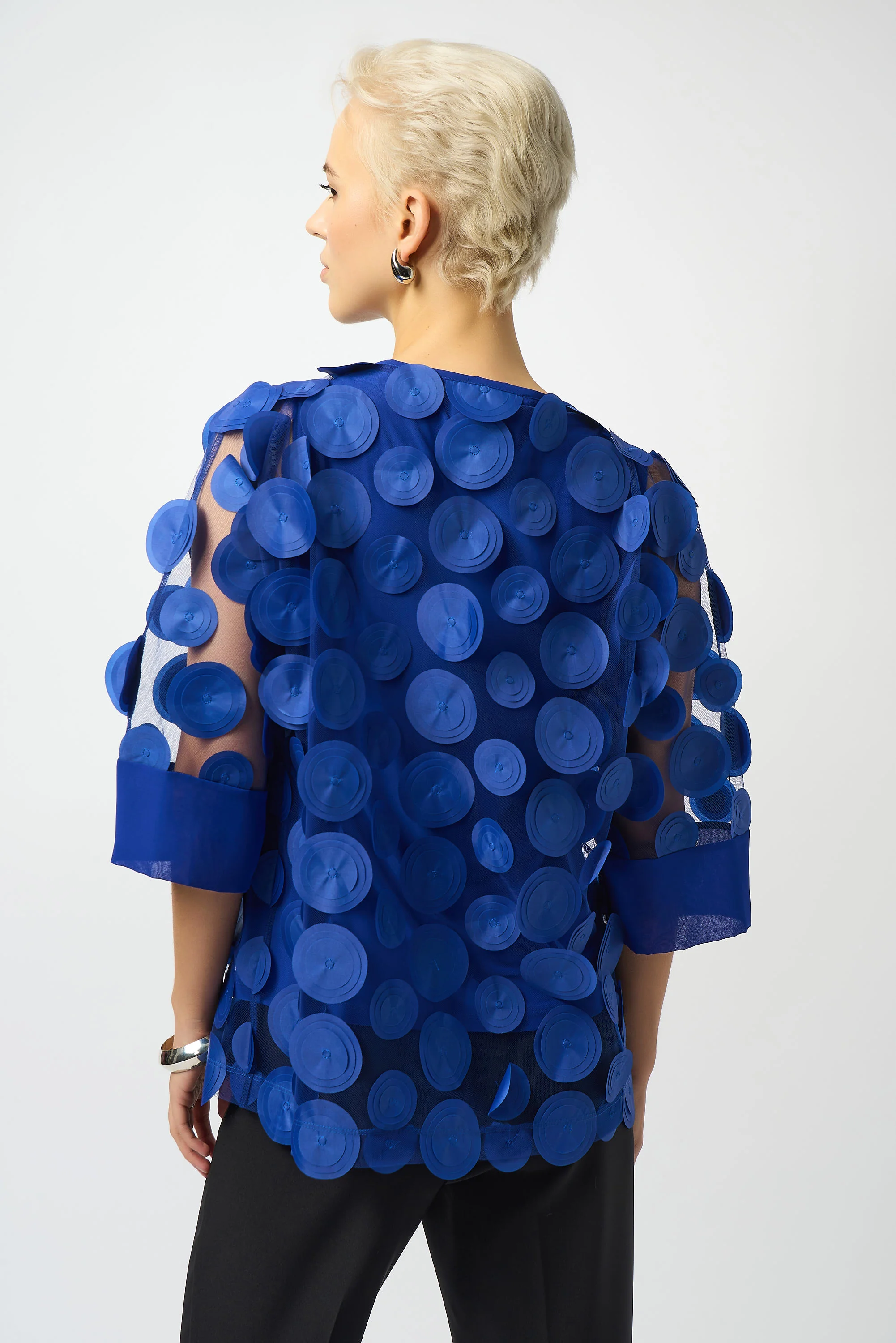 Joseph Ribkoff 3D Embroidered Mesh Boxy Tunic Style 253121 - Image 3