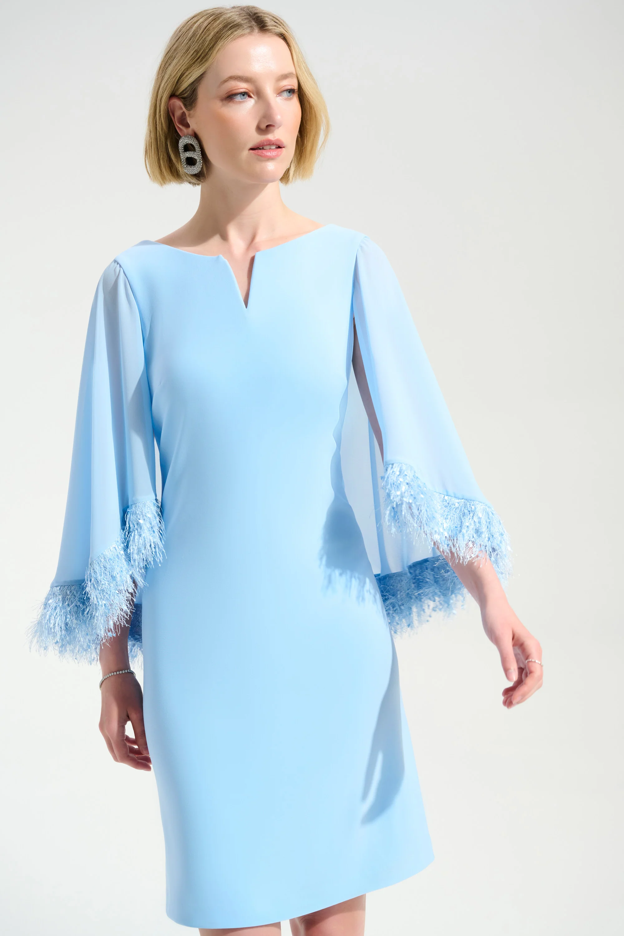 Joseph Ribkoff A-Line Dress With Chiffon Cape And Novelty Trim Style 261715 - Image 2