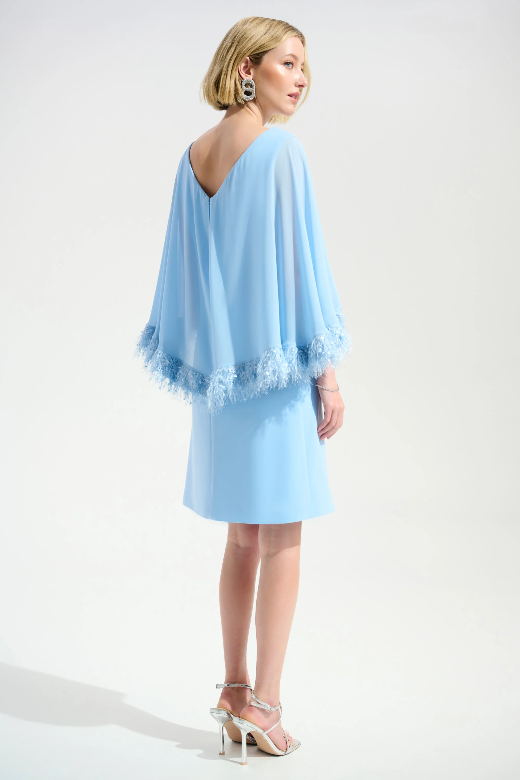 Joseph Ribkoff A-Line Dress With Chiffon Cape And Novelty Trim Style 261715 - Image 5