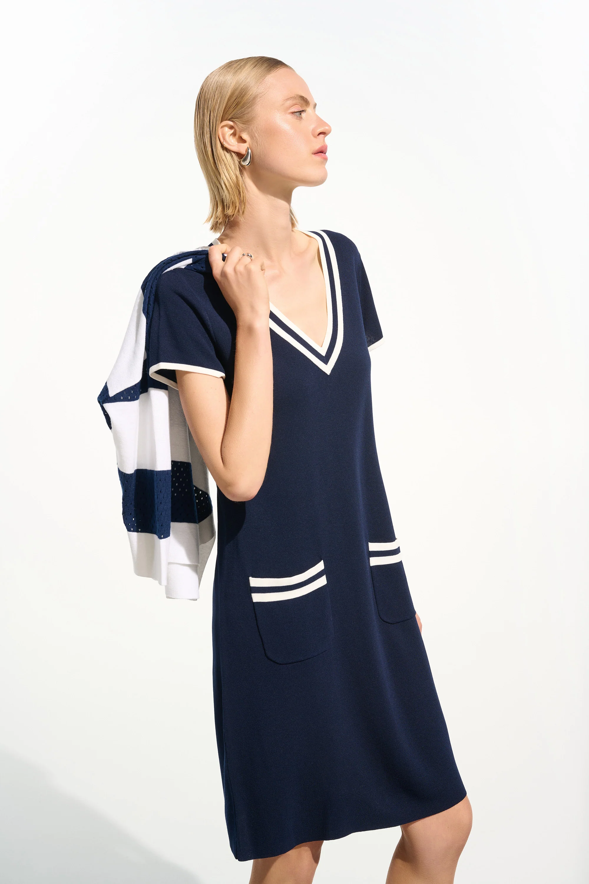 Joseph Ribkoff A-Line Dress With Rib Trim Style 261648 - Image 3