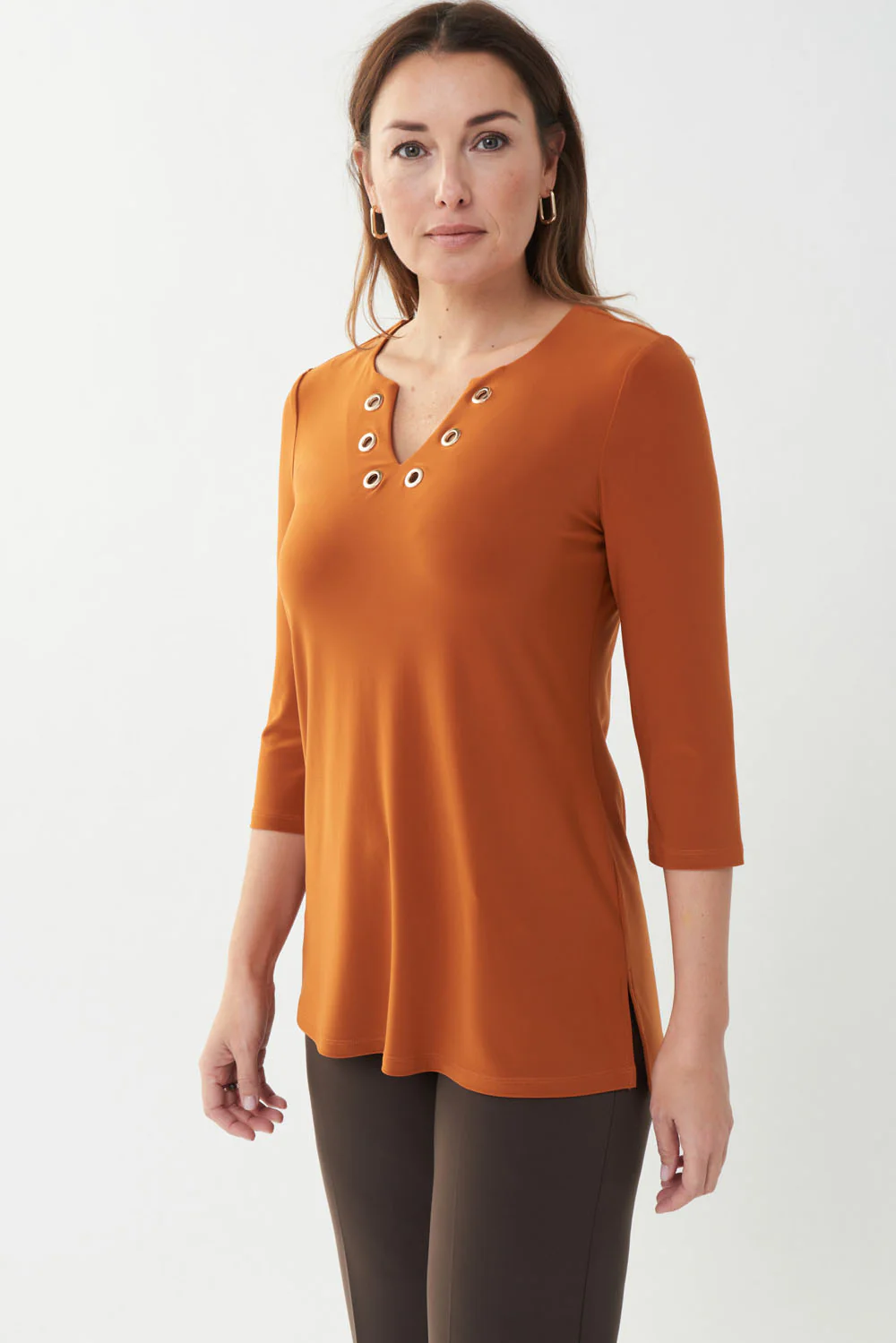 Joseph Ribkoff Amber Stone Grommet Neckline Top Style 223283
