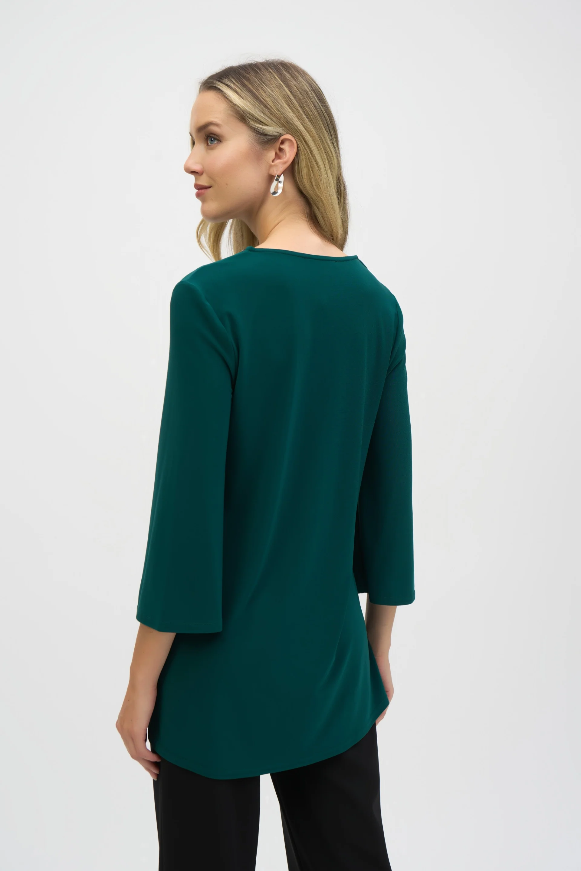 Joseph Ribkoff Absolute Green Flared High Low Top Style 244026 - Image 2