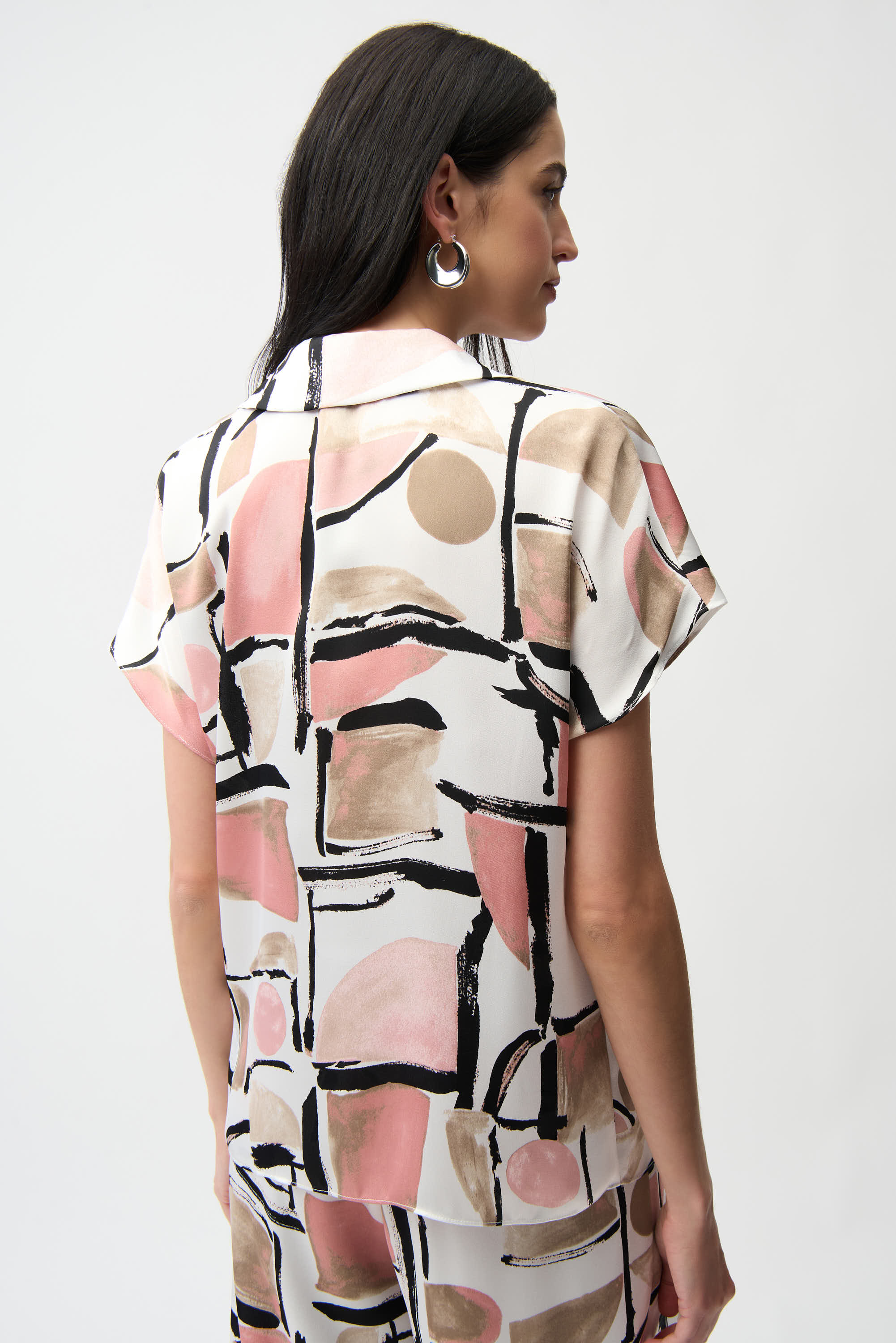 Joseph Ribkoff Abstract Print Boxy Top With V-neckline Style 261308 - Image 3