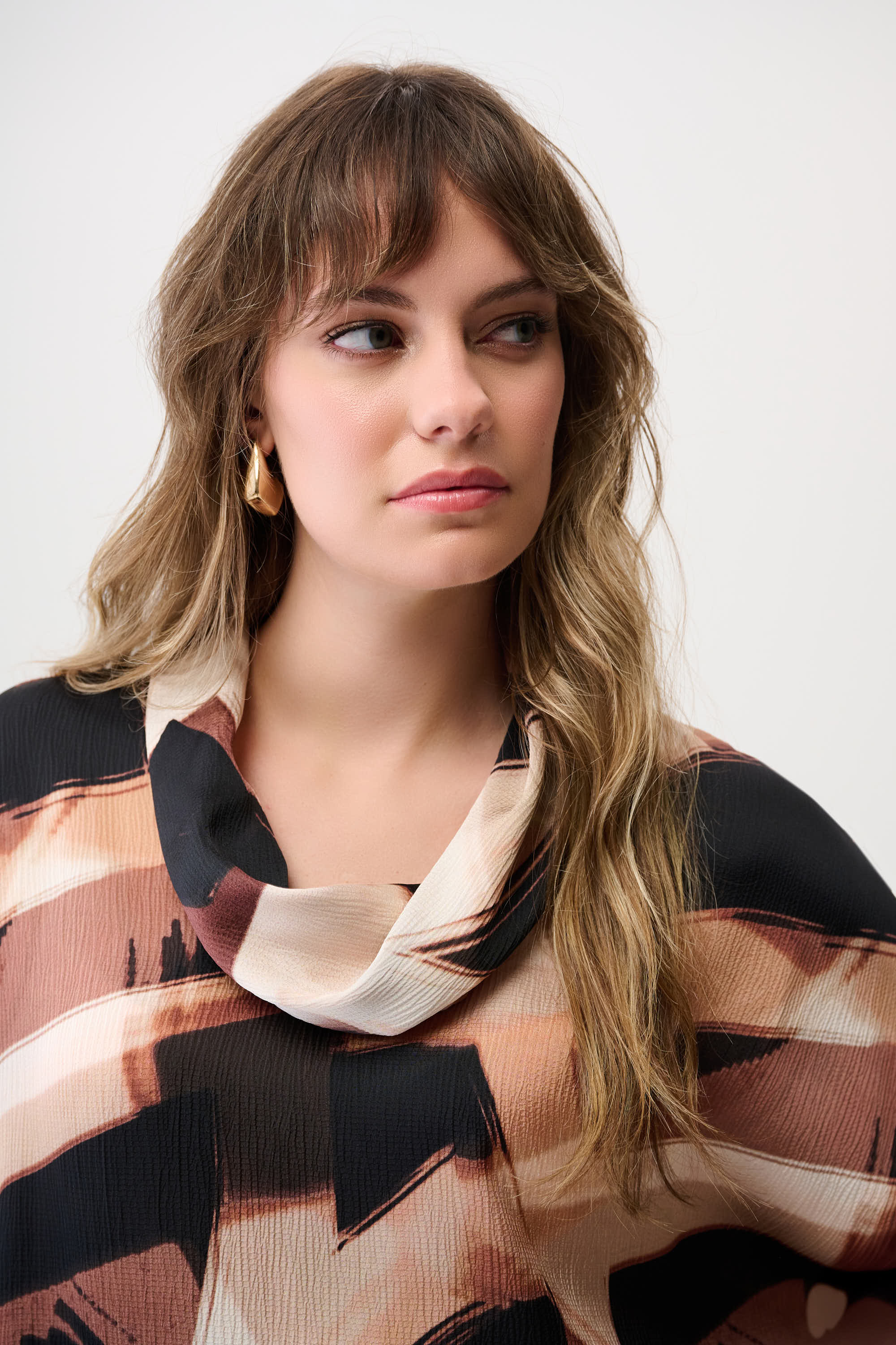 Joseph Ribkoff Abstract Print Boxy Tunic with Cowl Collar Style 254216 - Image 5