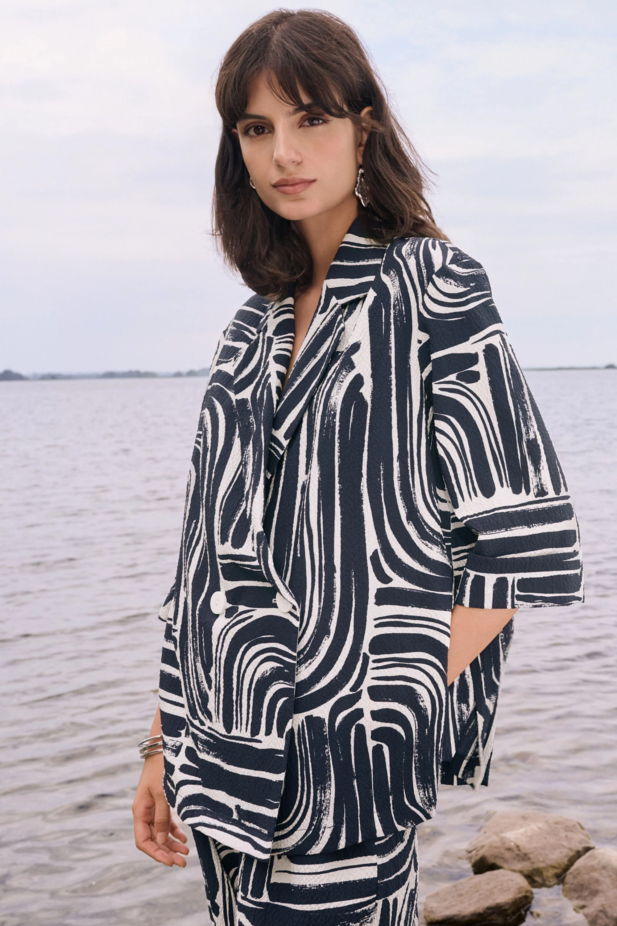 Joseph Ribkoff Abstract Print Double-Breasted Blazer Style 262166