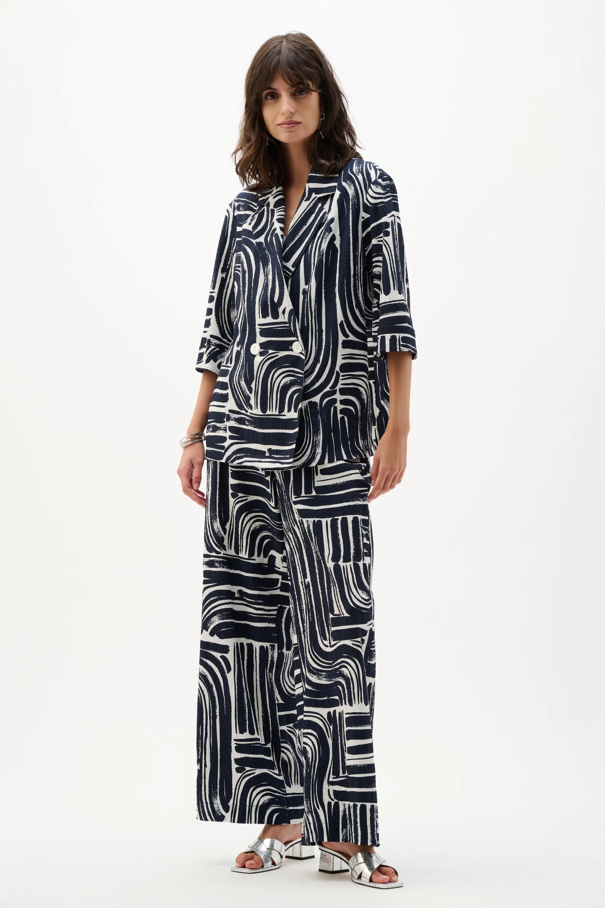 Joseph Ribkoff Abstract Print Double-Breasted Blazer Style 262166 - Image 4