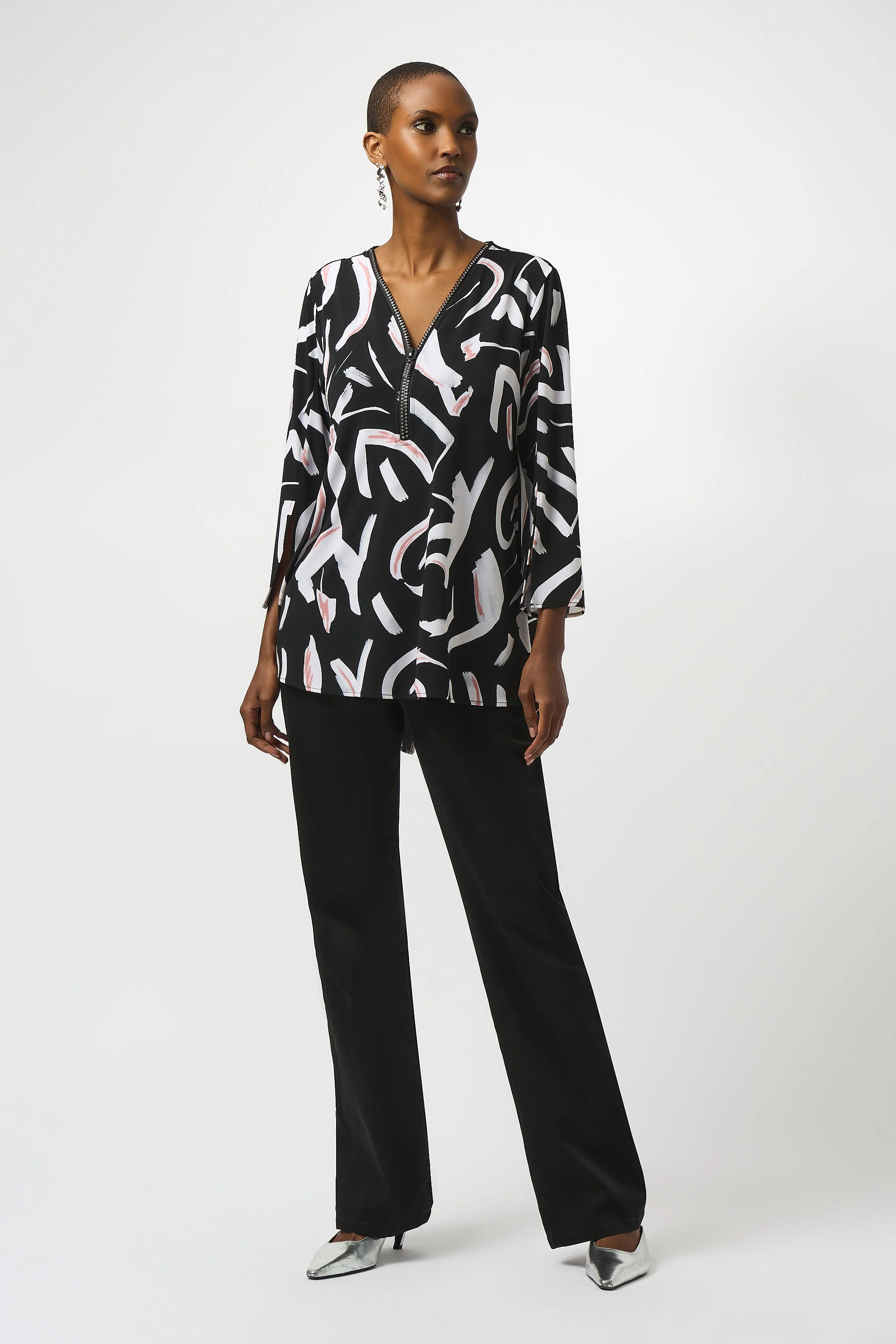 Joseph Ribkoff Abstract Print Fit And Flare Tunic Style 253224 - Image 2
