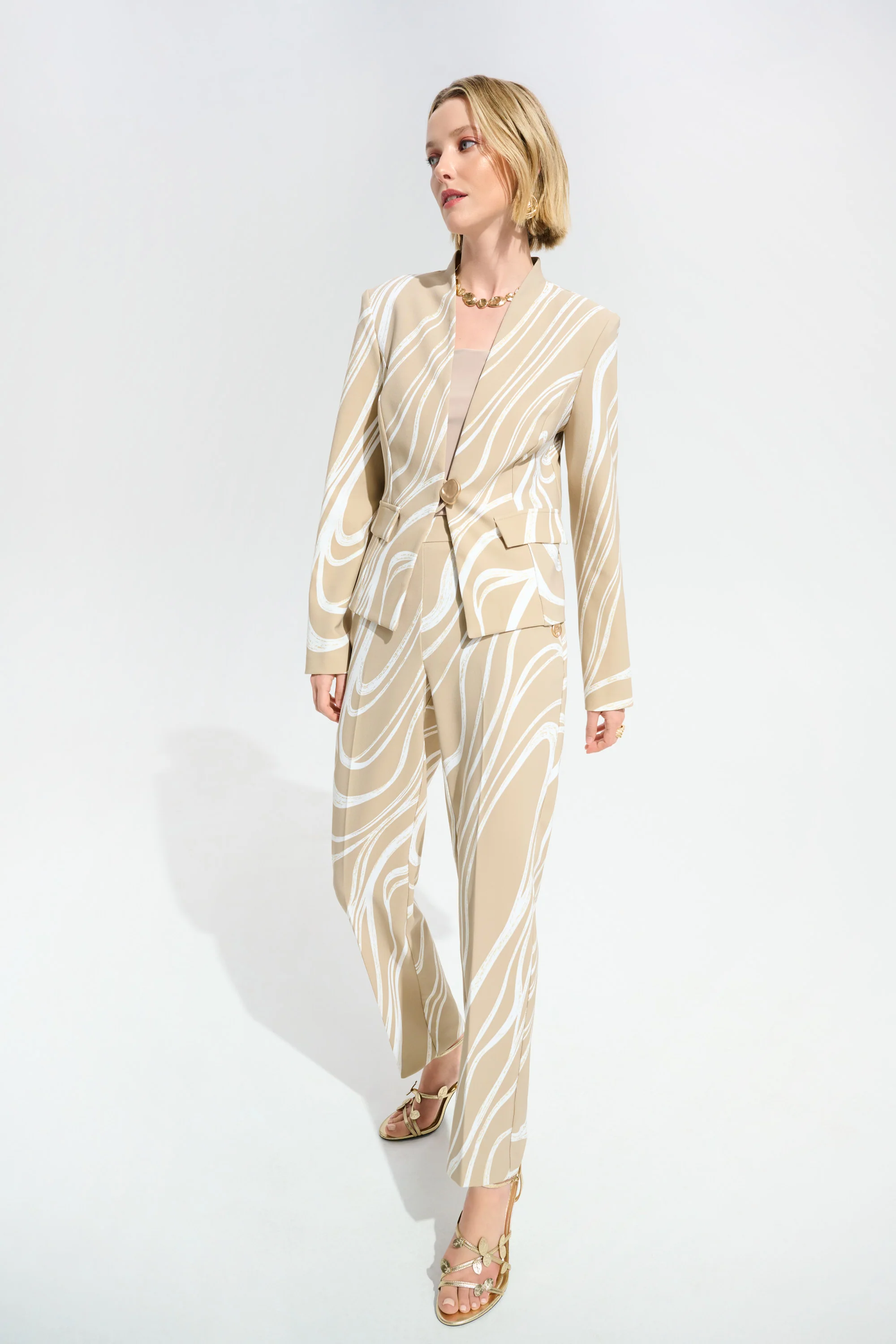 Joseph Ribkoff Abstract Print Fitted Jacket With Statement Button Style 261770 - Image 2