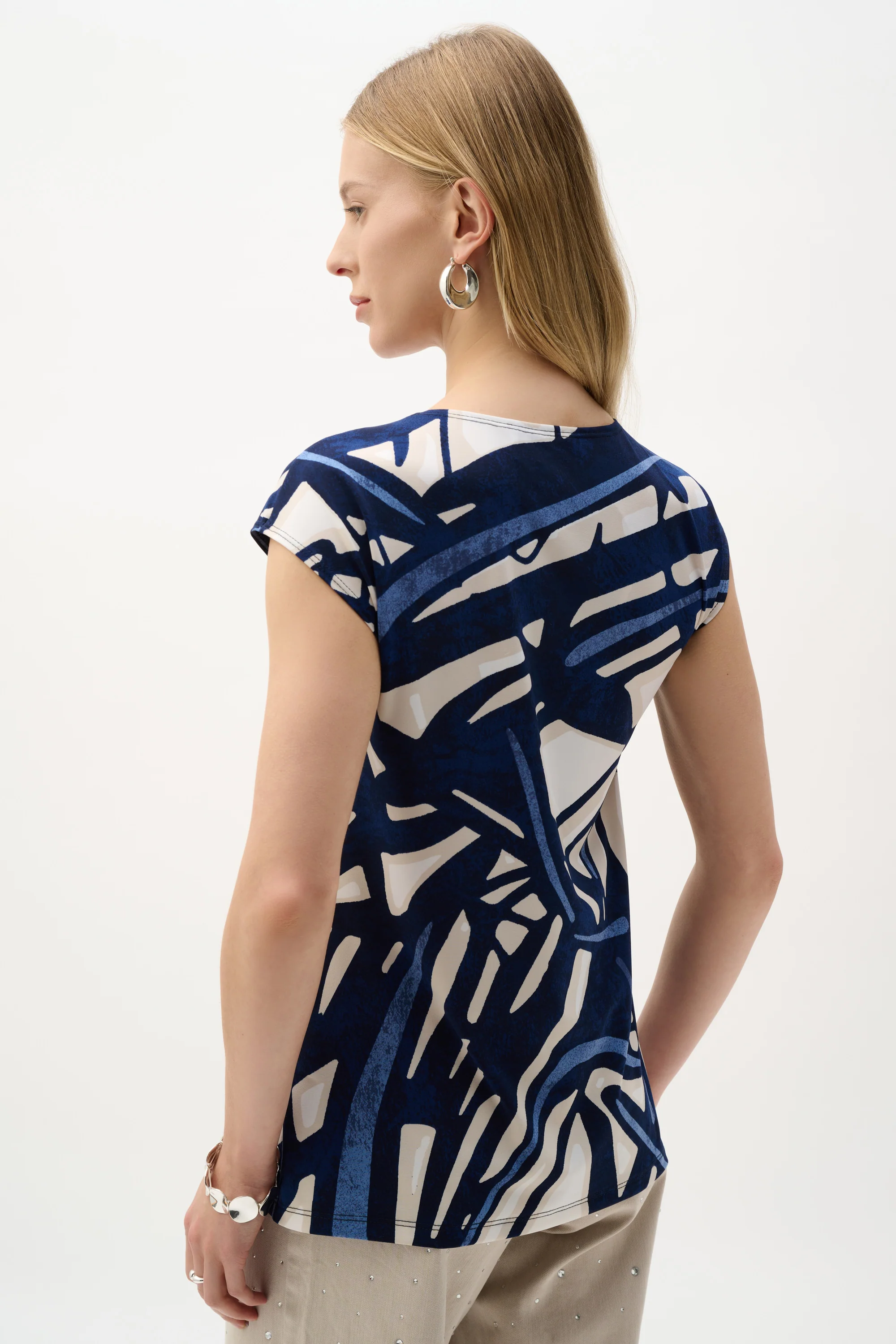 Joseph Ribkoff Abstract Print Fitted Top Style 262216 - Image 3