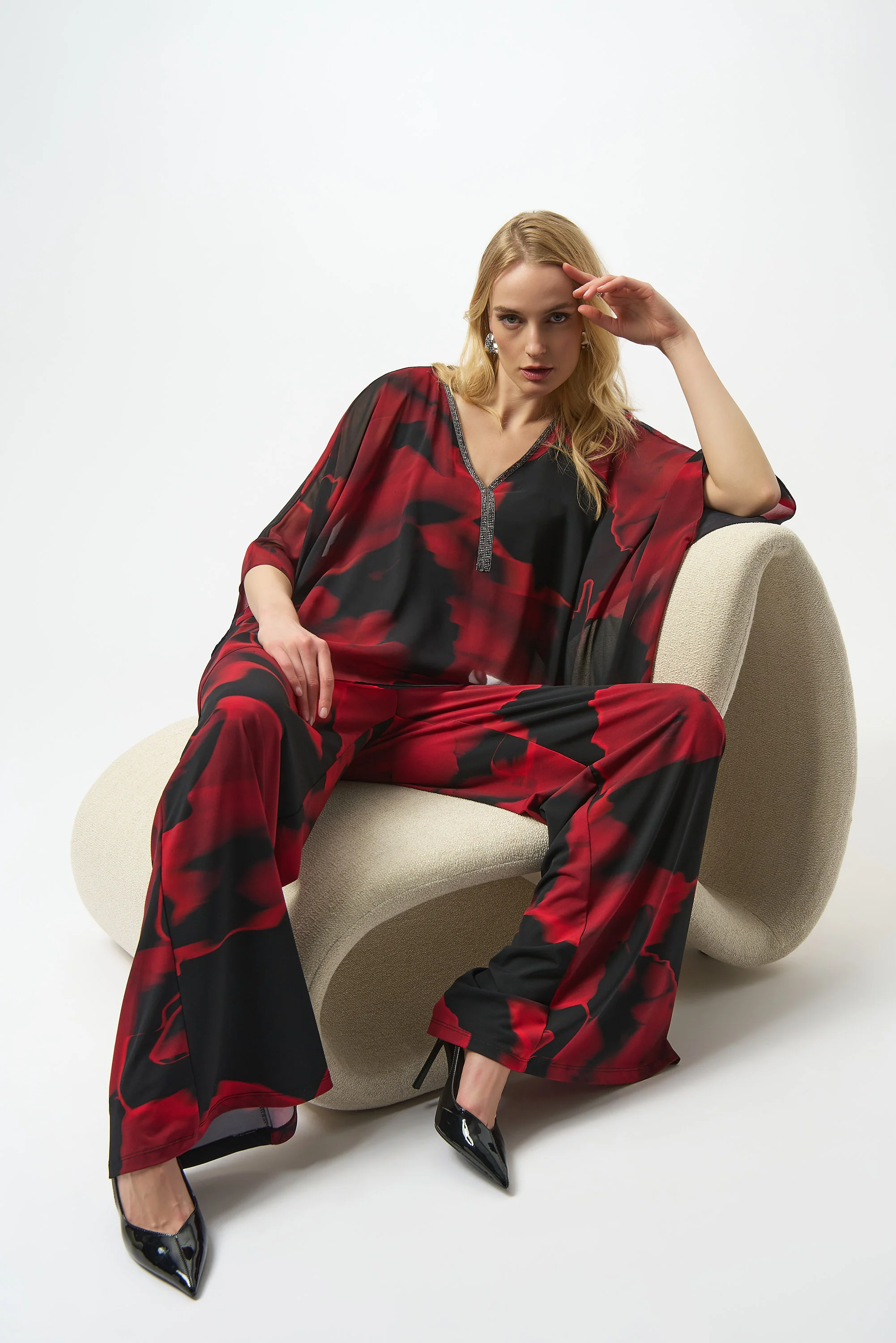 Joseph Ribkoff Abstract Print Poncho Top Style 254090 - Image 3
