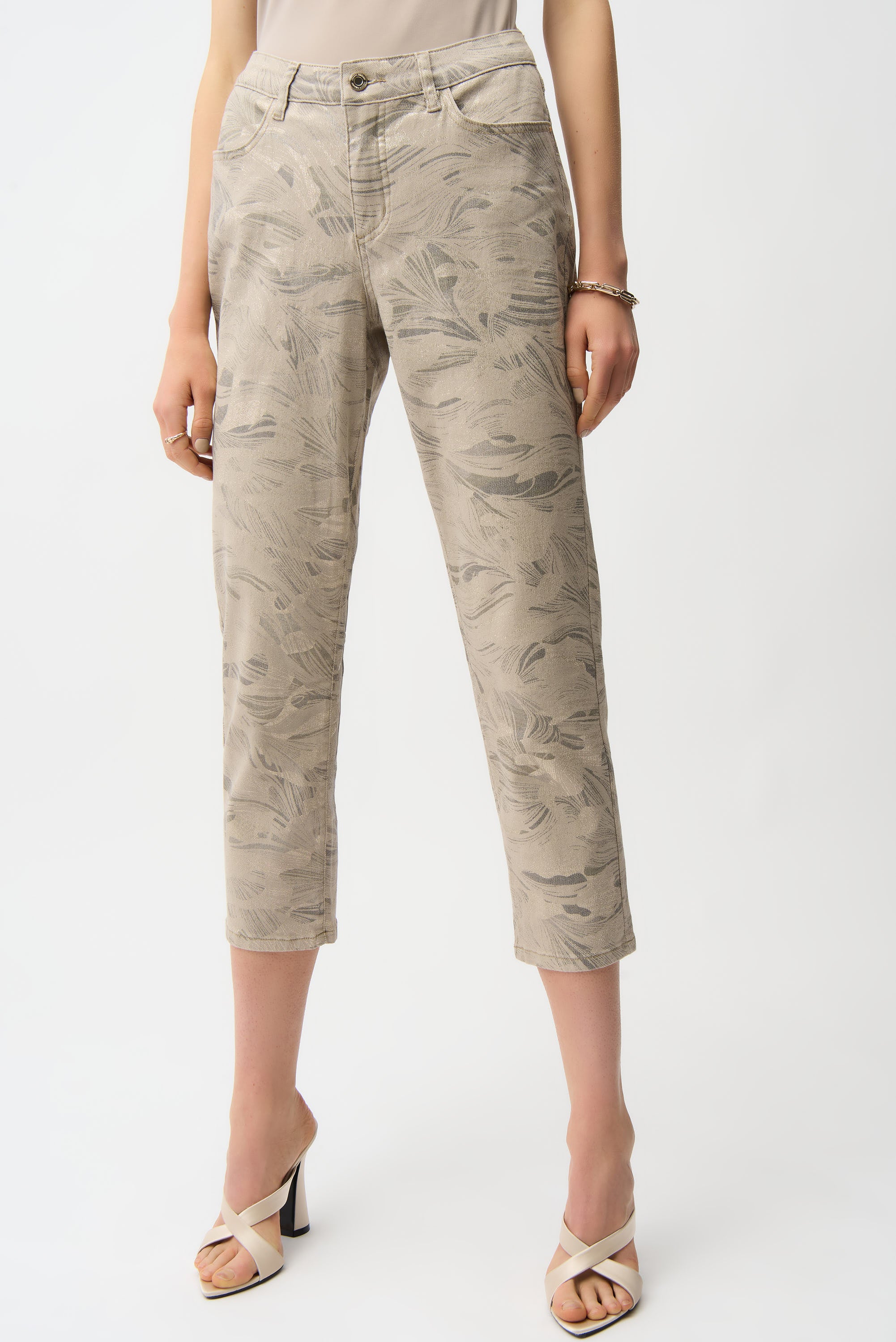Joseph Ribkoff Abstract Print Slim Crop Jeans Style 261959 - Image 2