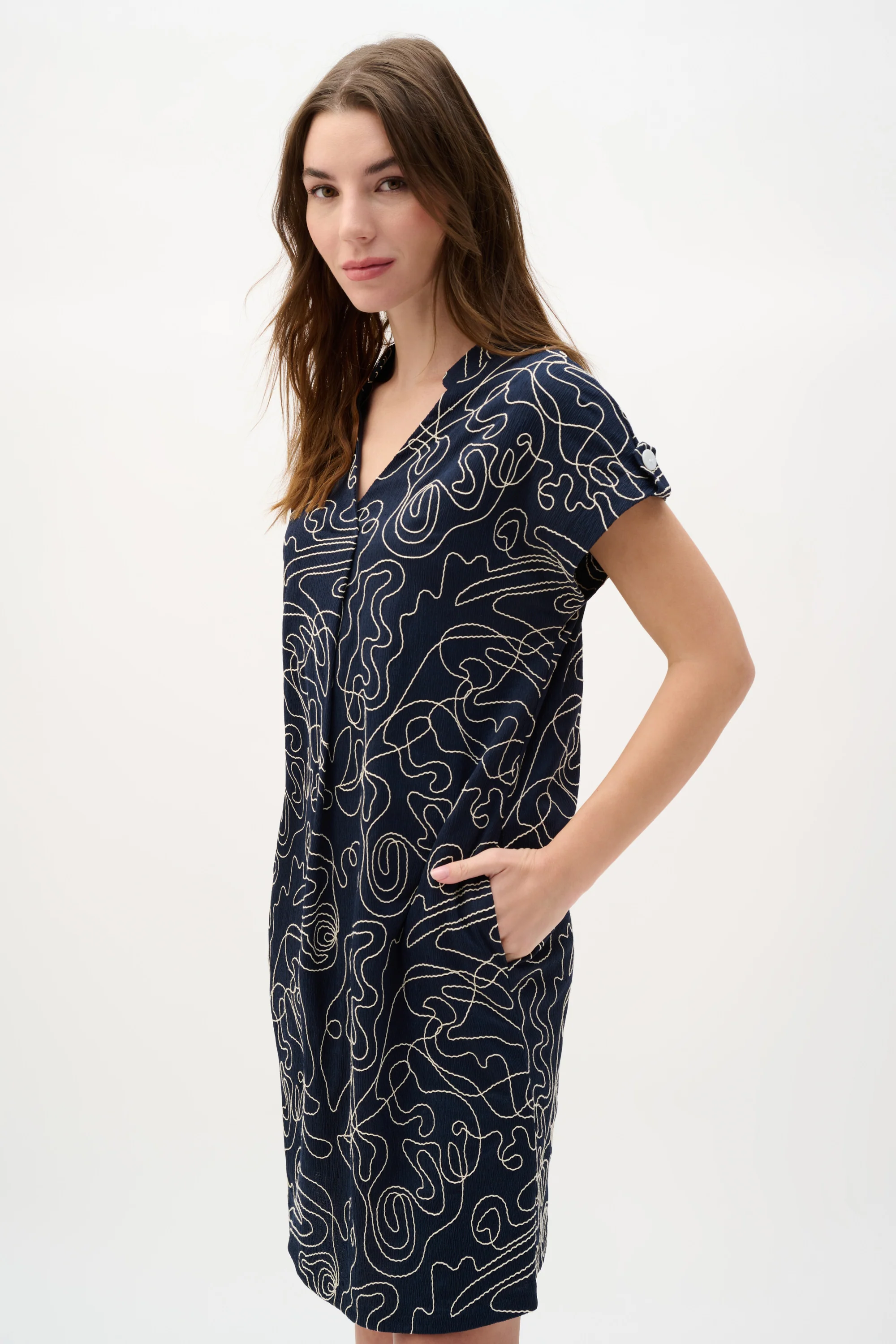 Joseph Ribkoff Abstract Print Trapeze Dress Style 262170 - Image 2