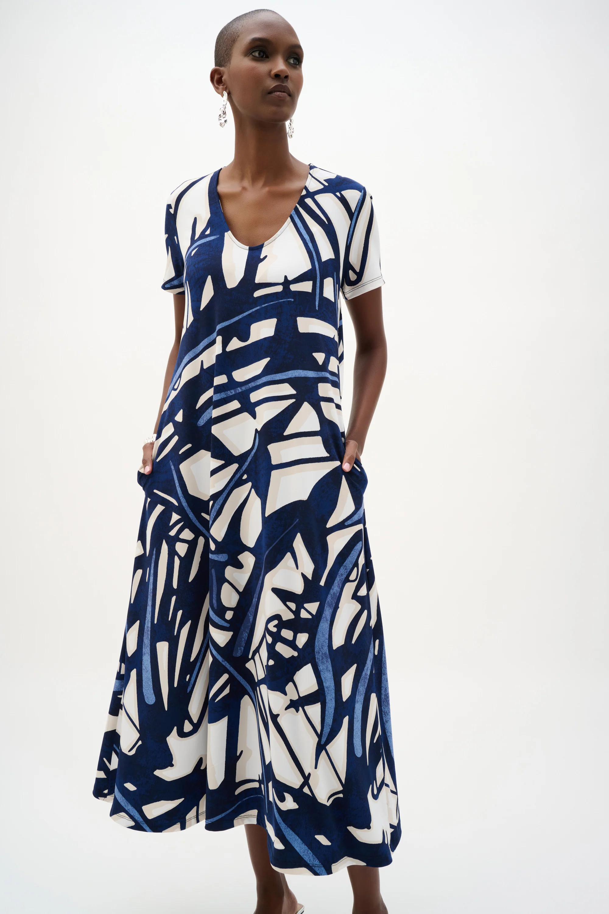 Joseph Ribkoff Abstract Print Trapeze Dress Style 262245 - Image 3