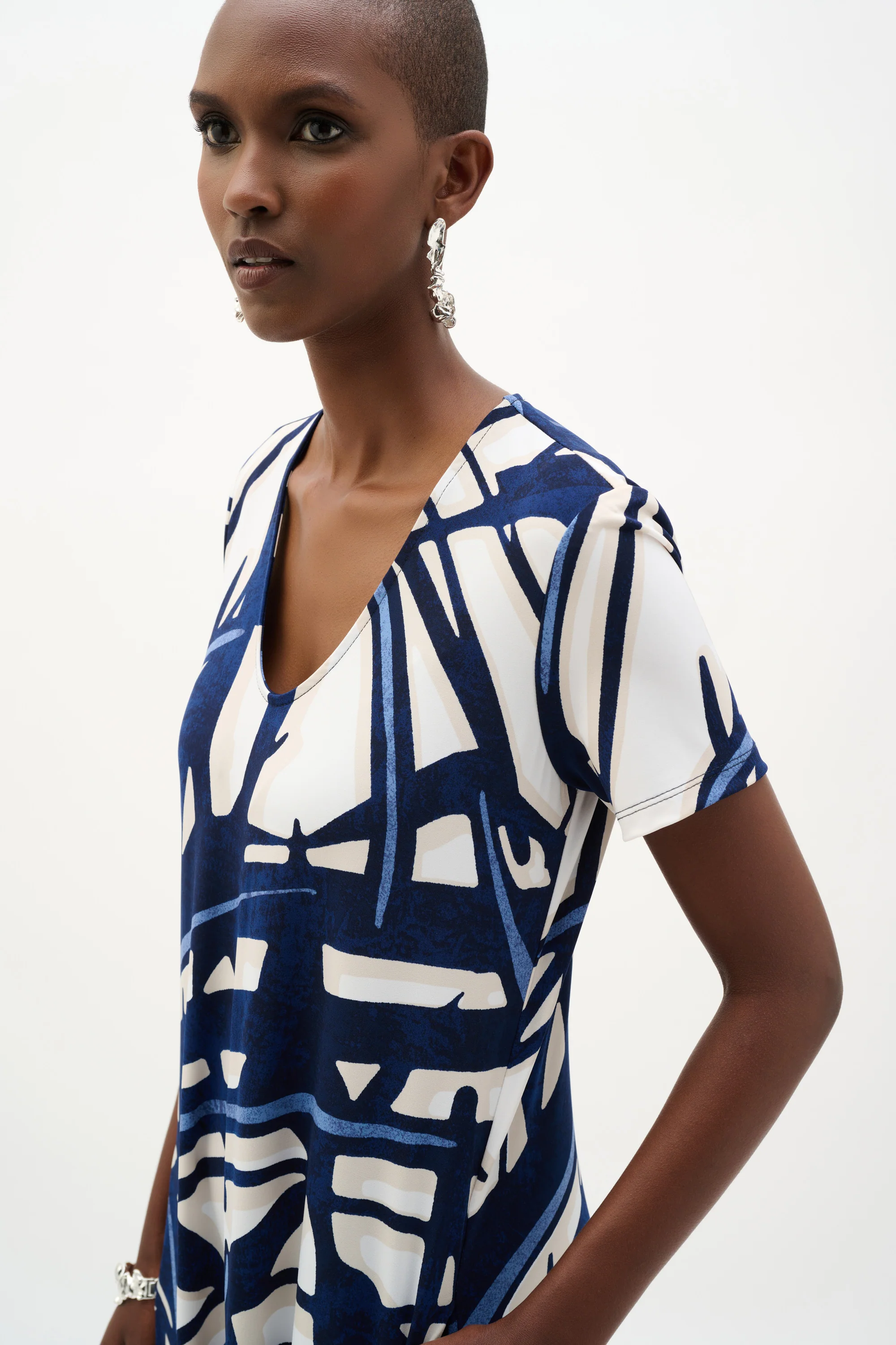 Joseph Ribkoff Abstract Print Trapeze Dress Style 262245 - Image 4