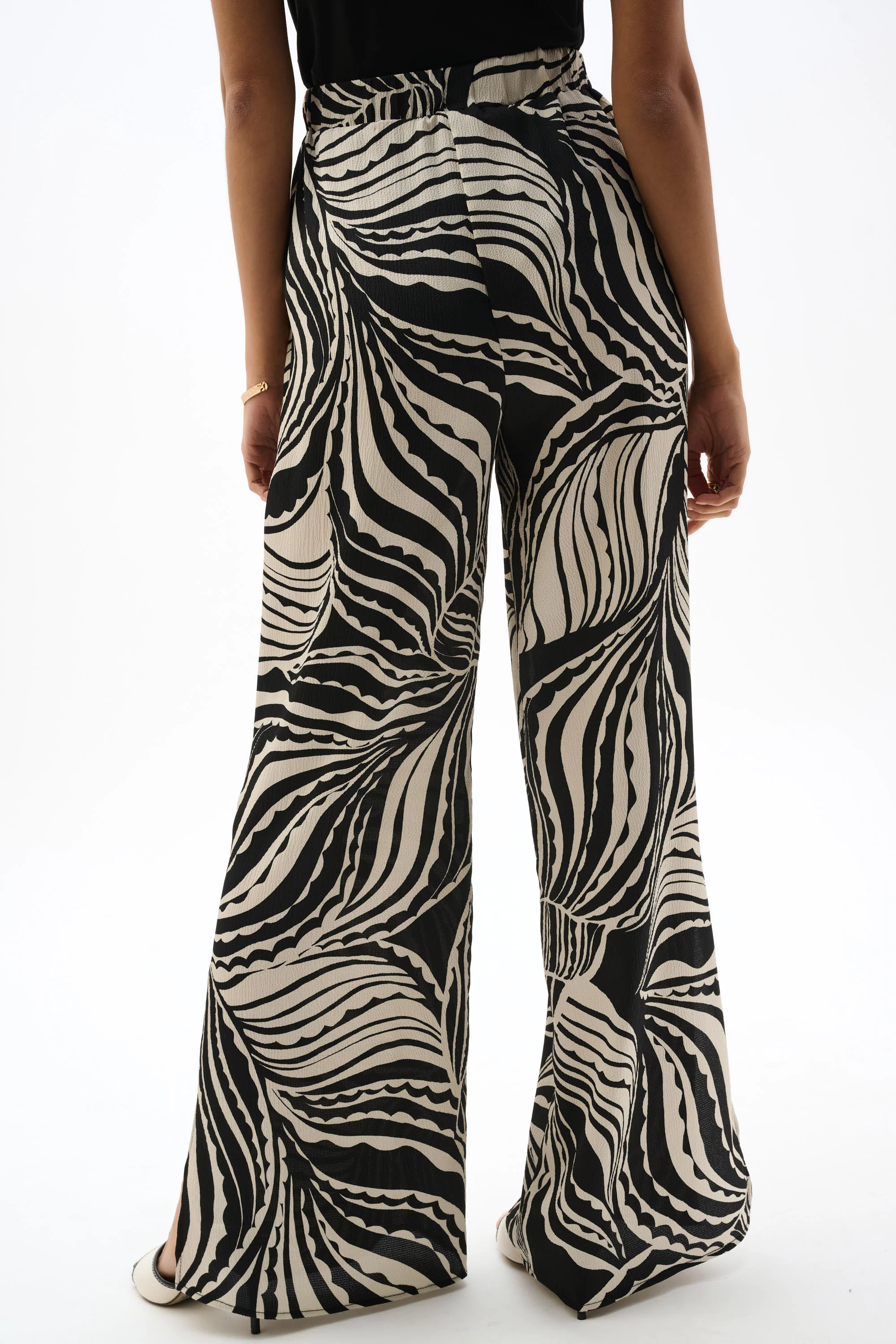 Joseph Ribkoff Abstract Print Wide Leg Pants With Side Slits Style 262257 - Image 5