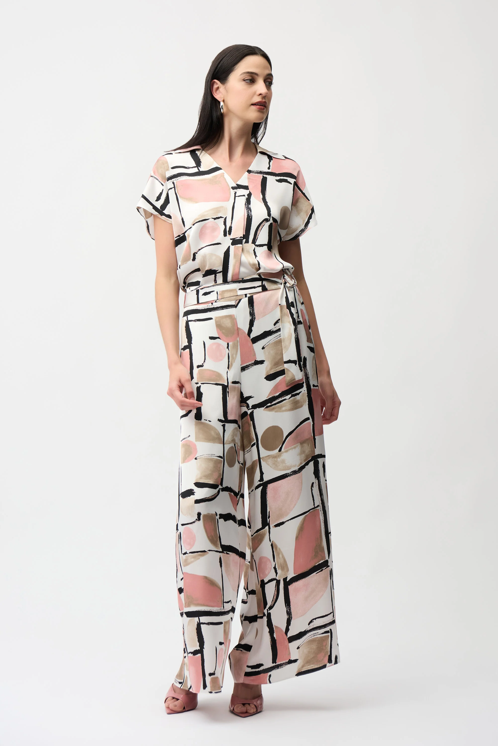 Joseph Ribkoff Abstract Print Wide Leg Pull-On Pants Style 261198 - Image 5