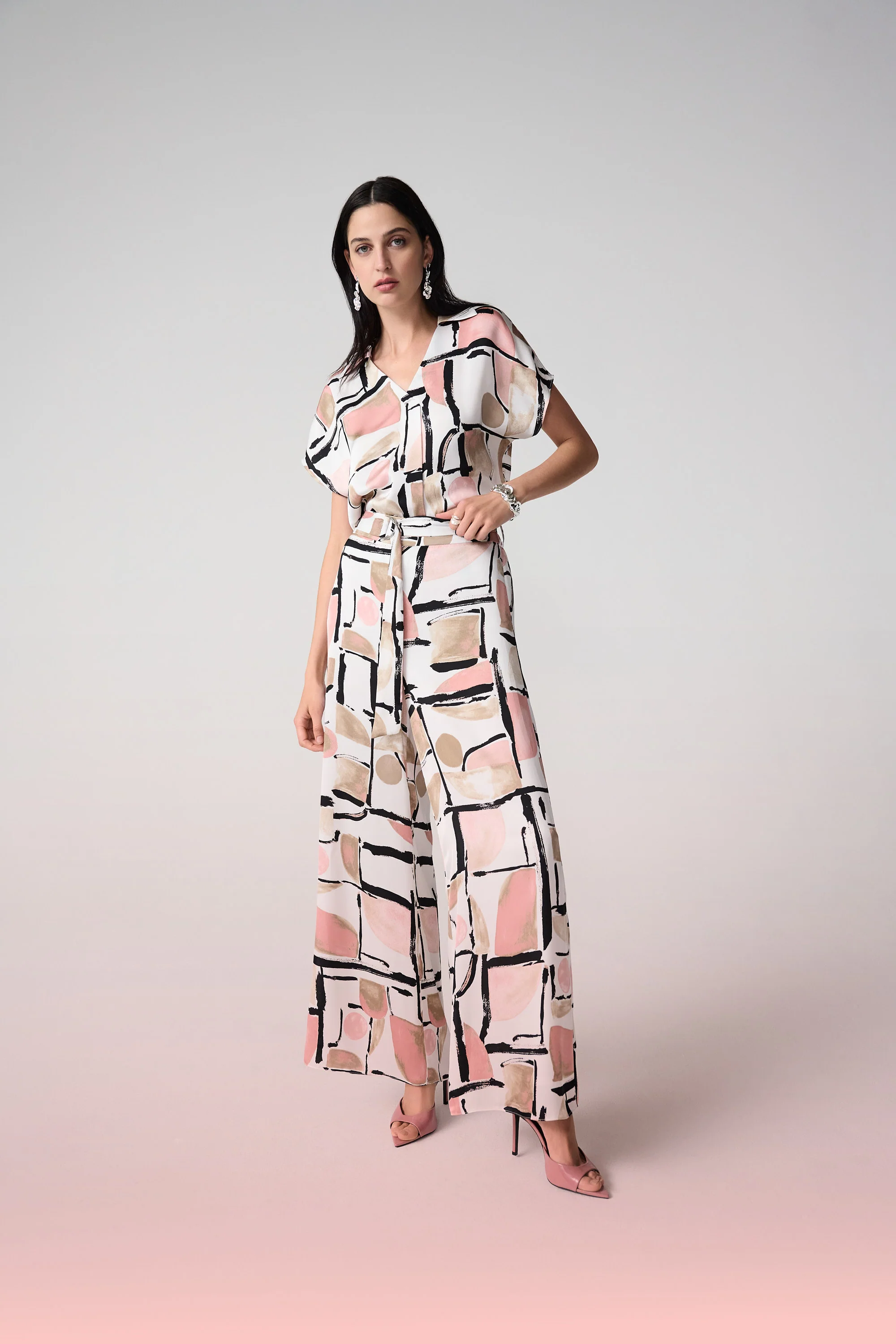 Joseph Ribkoff Abstract Print Wide Leg Pull-On Pants Style 261198 - Image 6