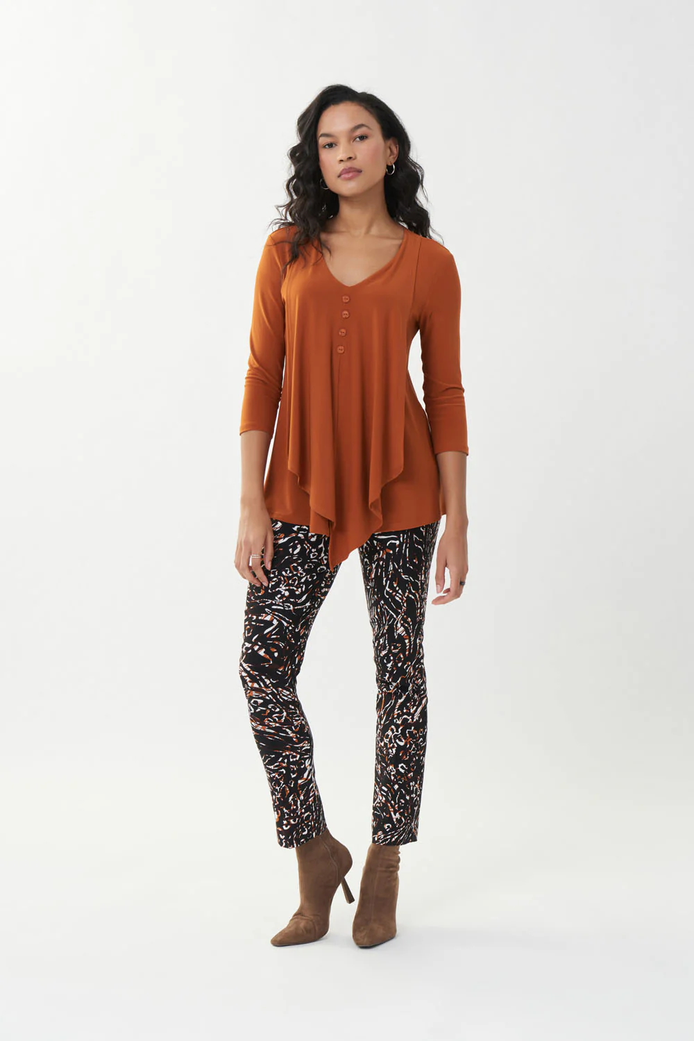 Joseph Ribkoff Amber Stone Draped Henley Top Style 223102
