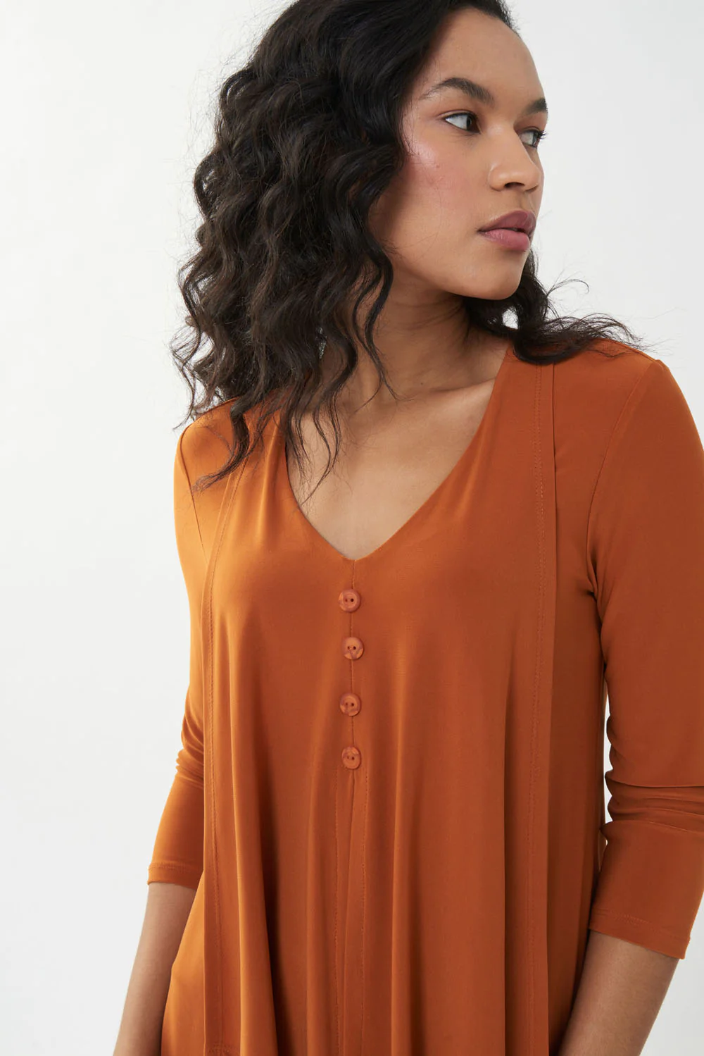 Joseph Ribkoff Amber Stone Draped Henley Top Style 223102 - Image 3