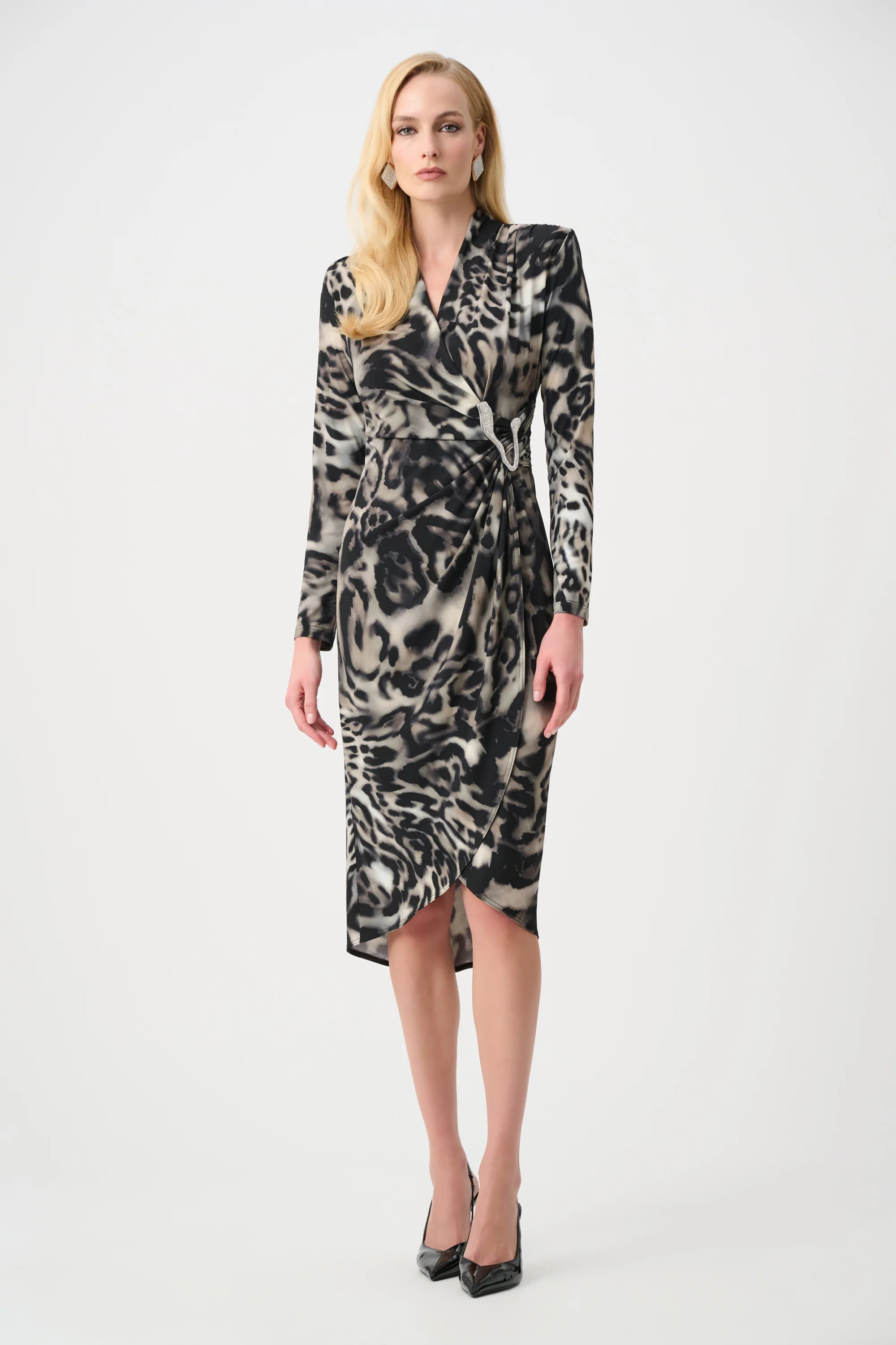 Joseph Ribkoff Animal Print Sheath Wrap Dress Style 263710