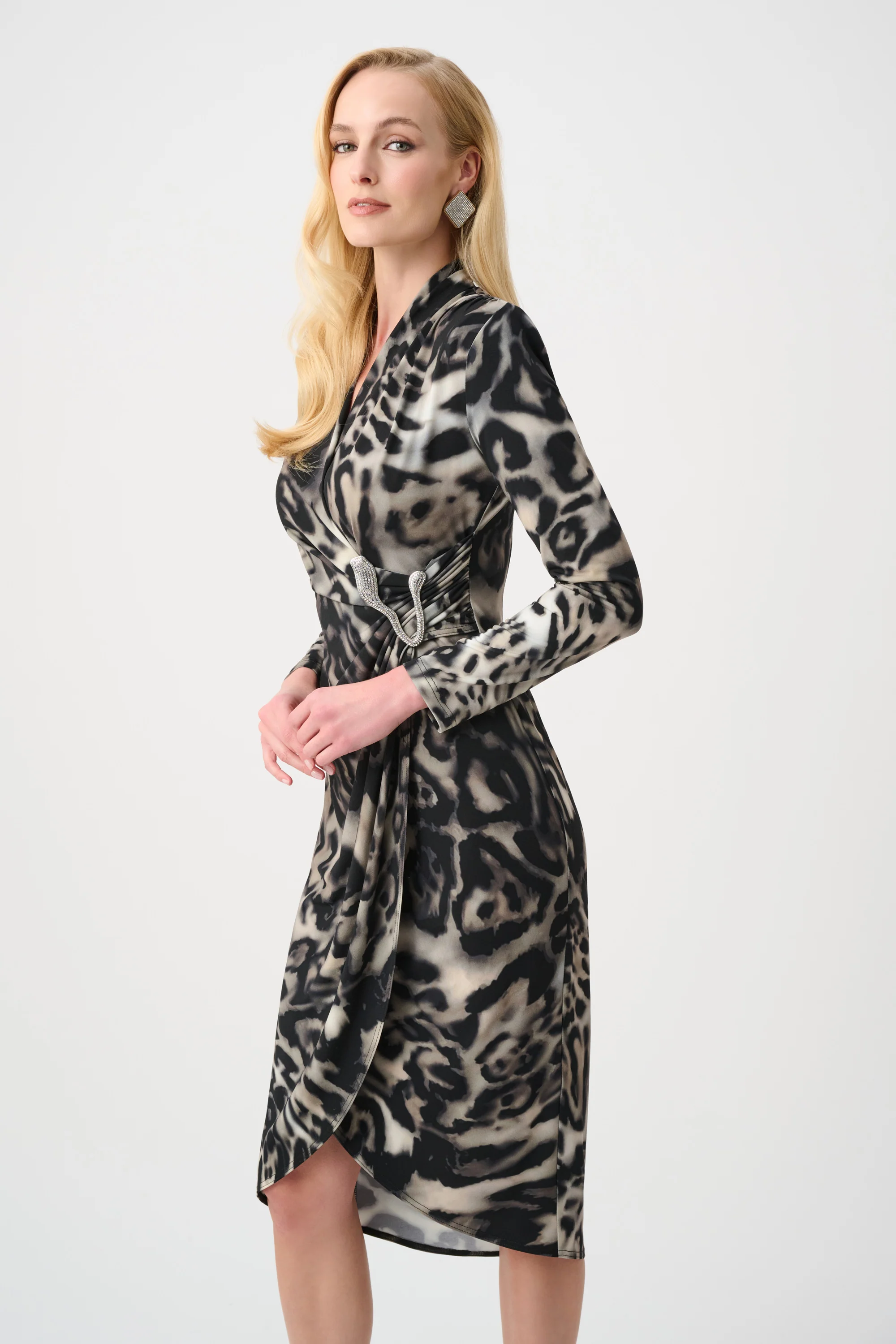 Joseph Ribkoff Animal Print Sheath Wrap Dress Style 263710 - Image 2
