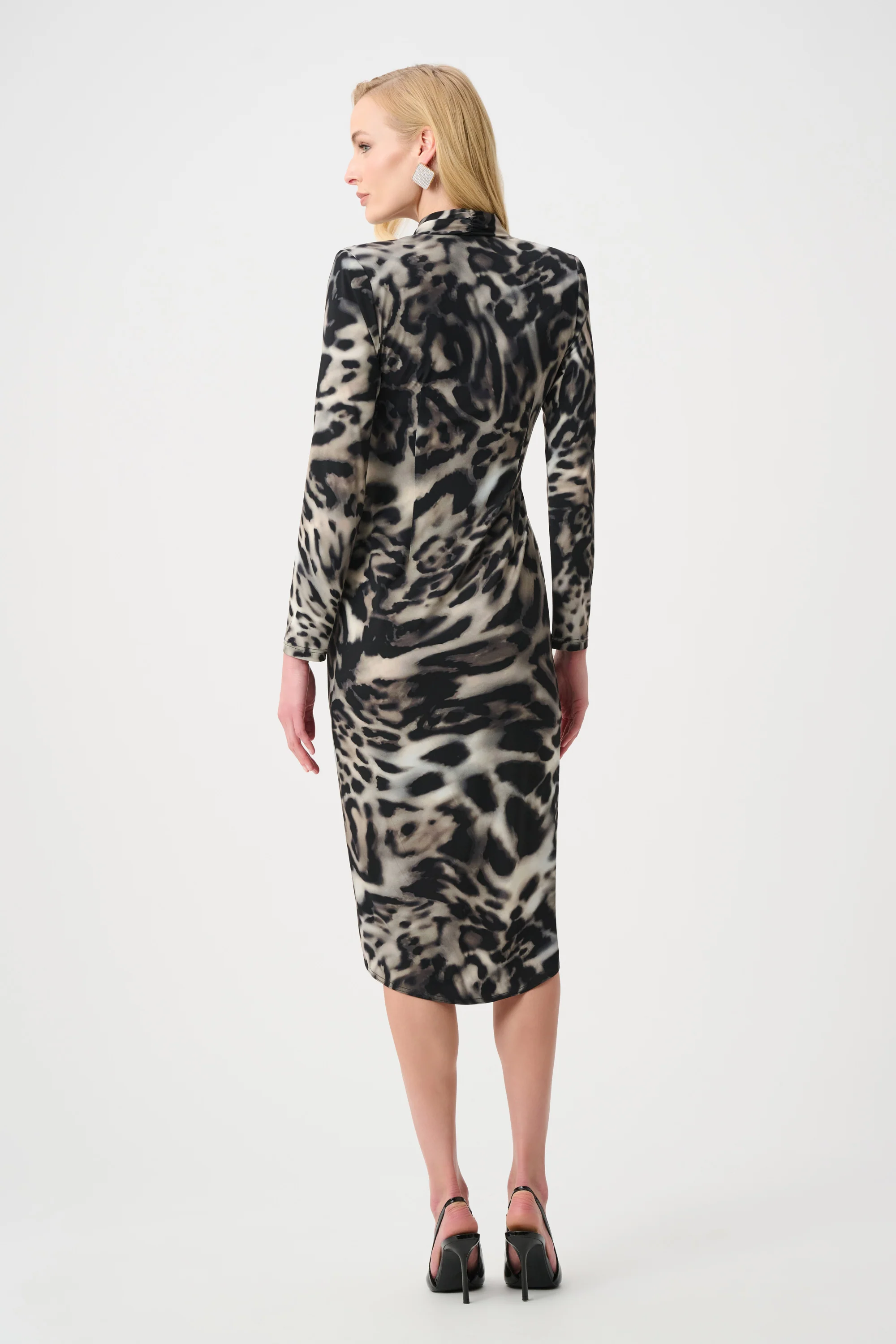 Joseph Ribkoff Animal Print Sheath Wrap Dress Style 263710 - Image 4