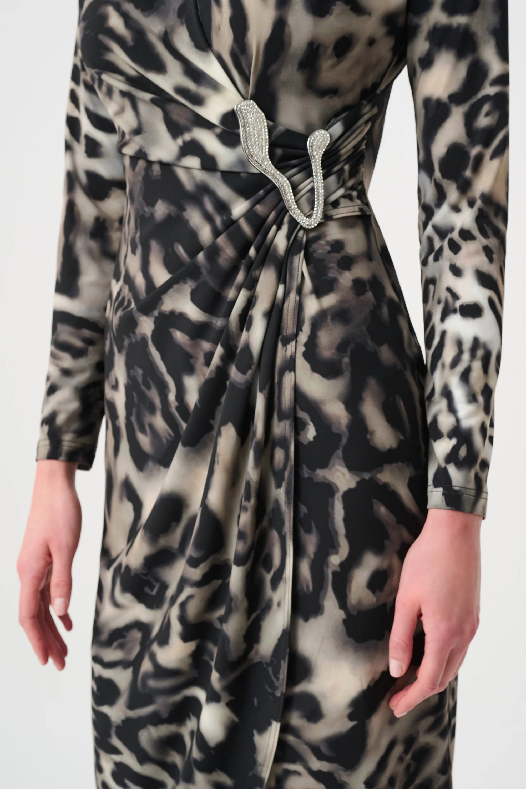 Joseph Ribkoff Animal Print Sheath Wrap Dress Style 263710 - Image 5