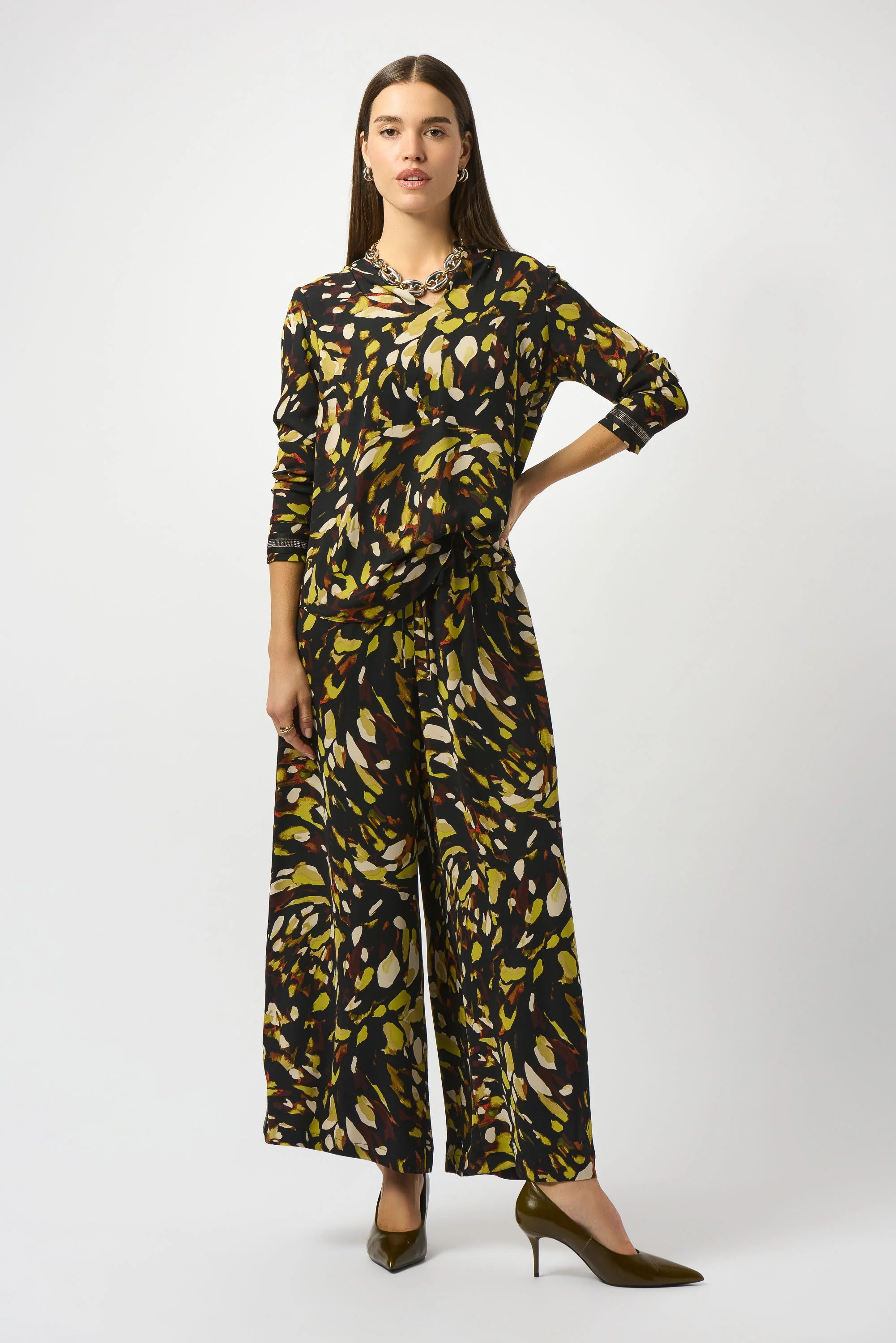 Joseph Ribkoff Animal Print Wide-Leg Pants Style 253247 - Image 4