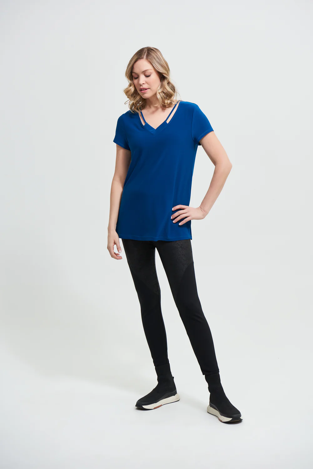 Joseph Ribkoff Aquarius V-Neck T-Shirt Style 213338 - Image 2