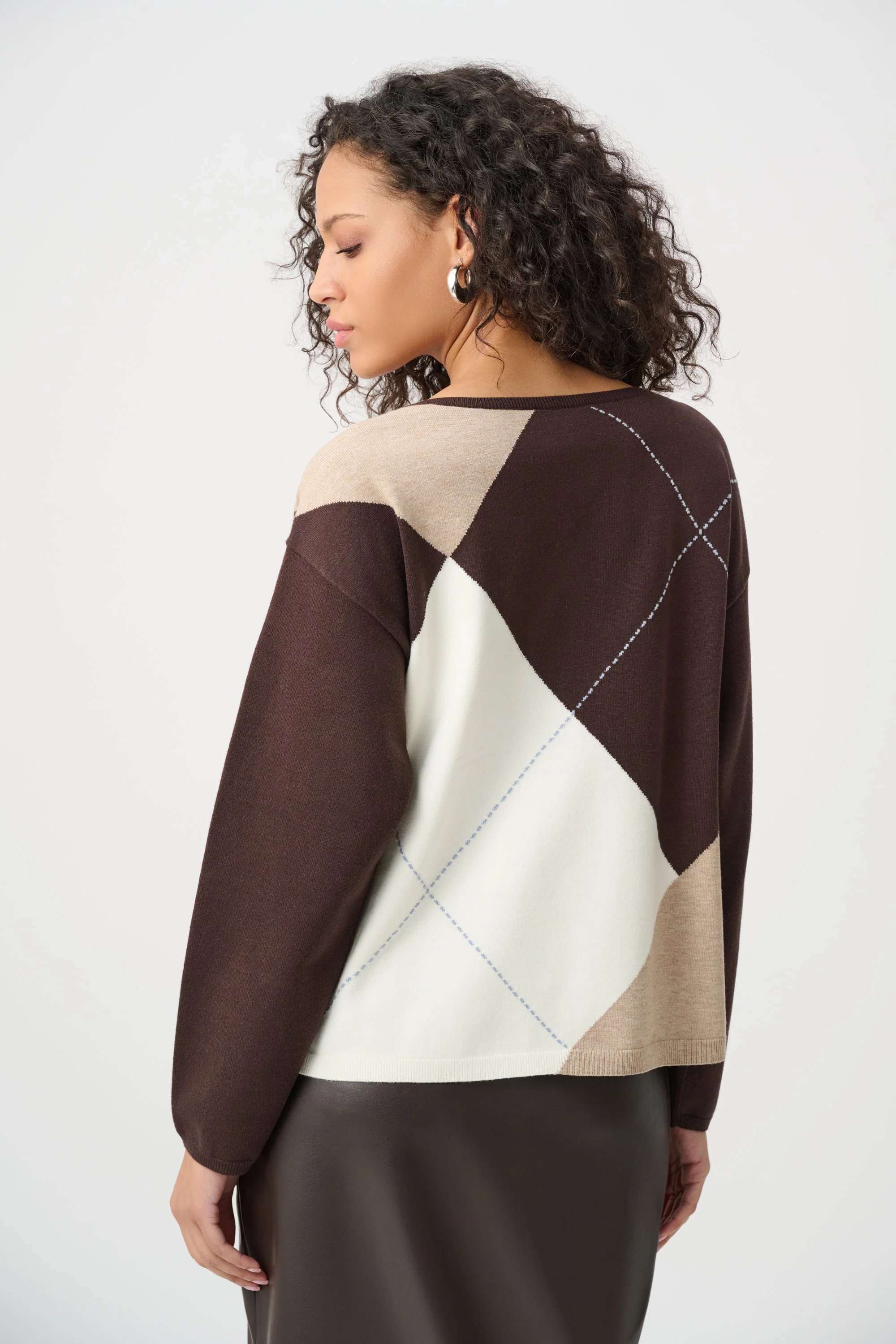 Joseph Ribkoff Argyle Pattern Crewneck Sweater Style 263948 - Image 4