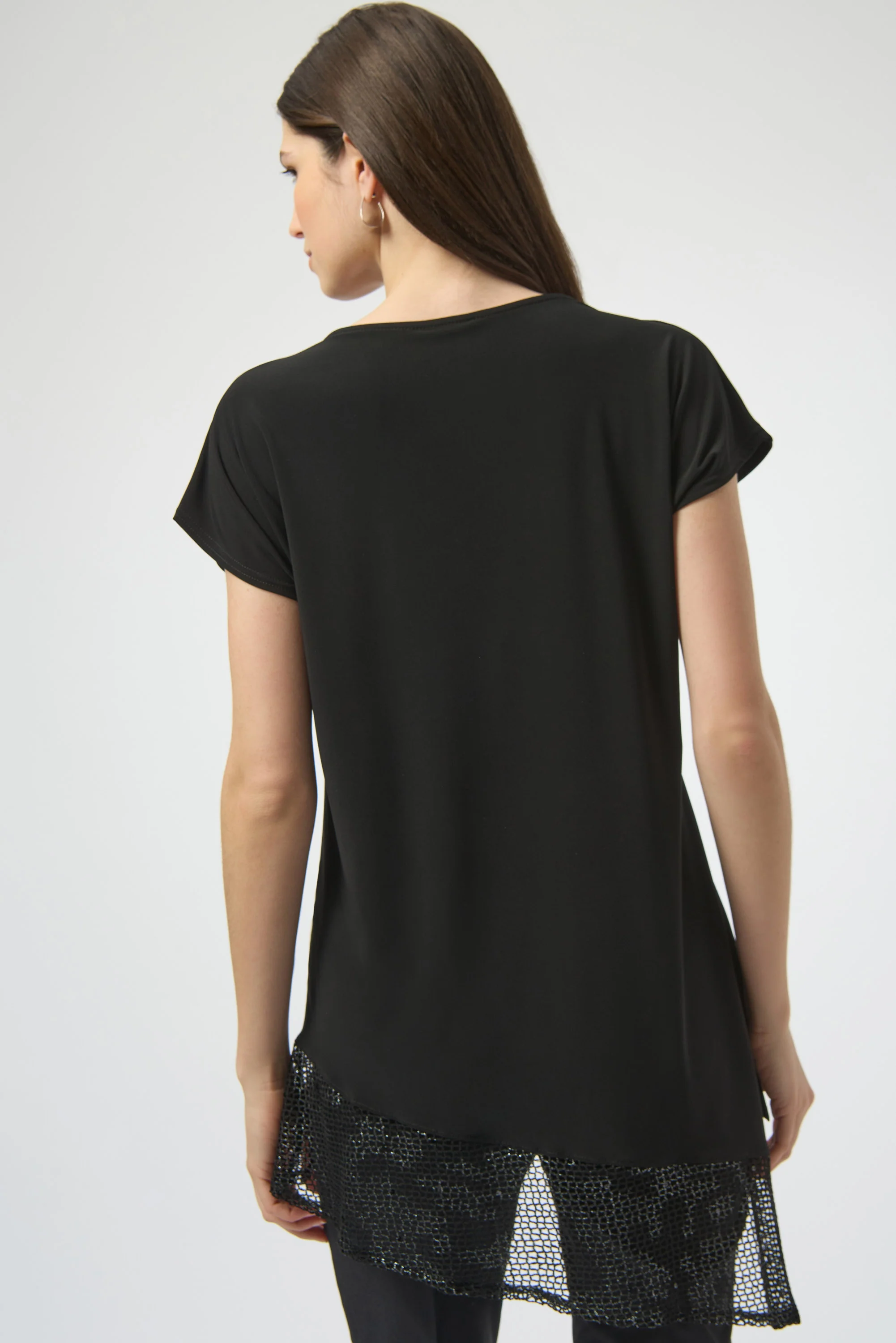 Joseph Ribkoff Asymmetrical Top with Foiled Mesh Bottom Style 252172 - Image 2