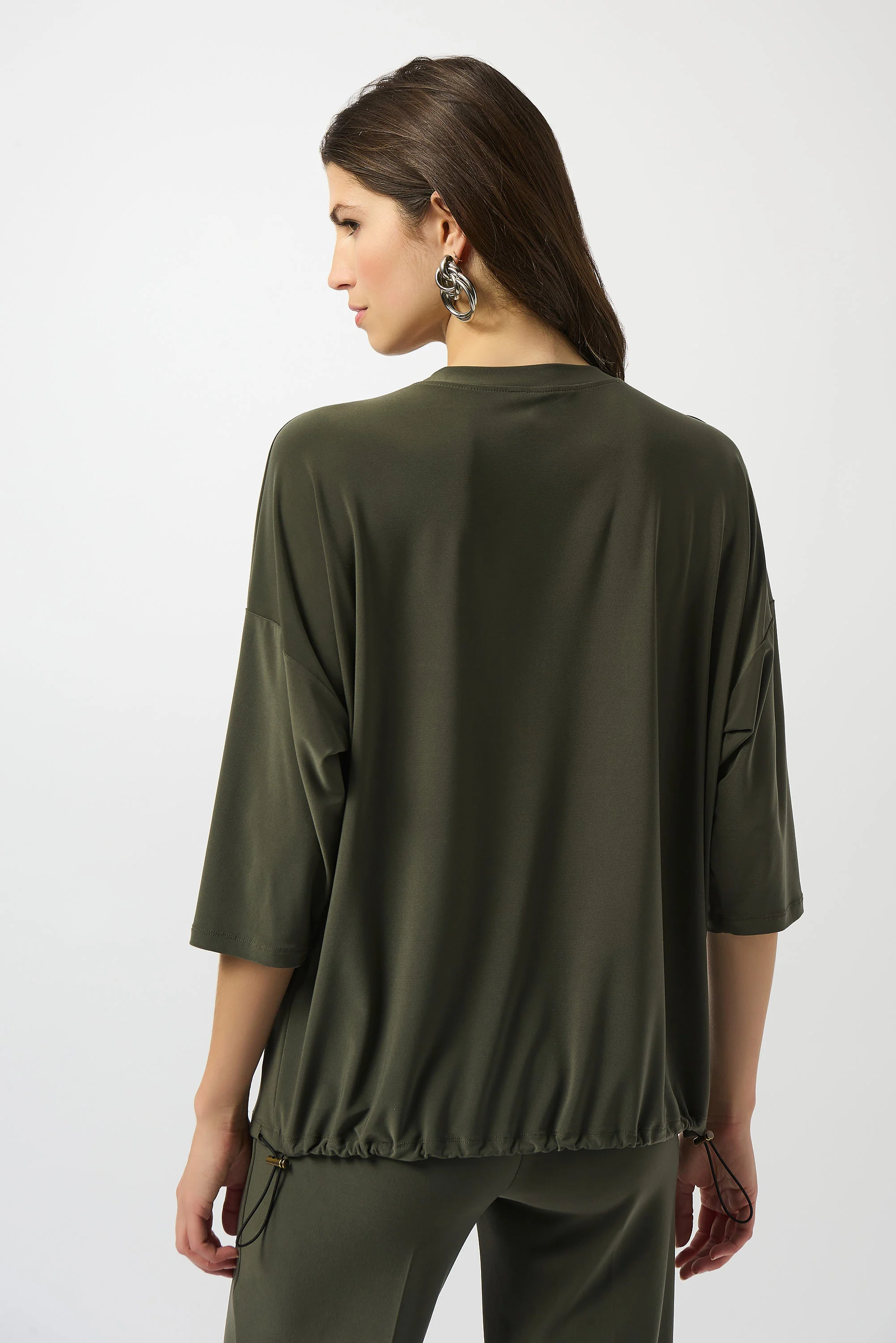 Joseph Ribkoff Avocado/Black Silky Knit And Memory Cocoon Top Style 253024 - Image 3