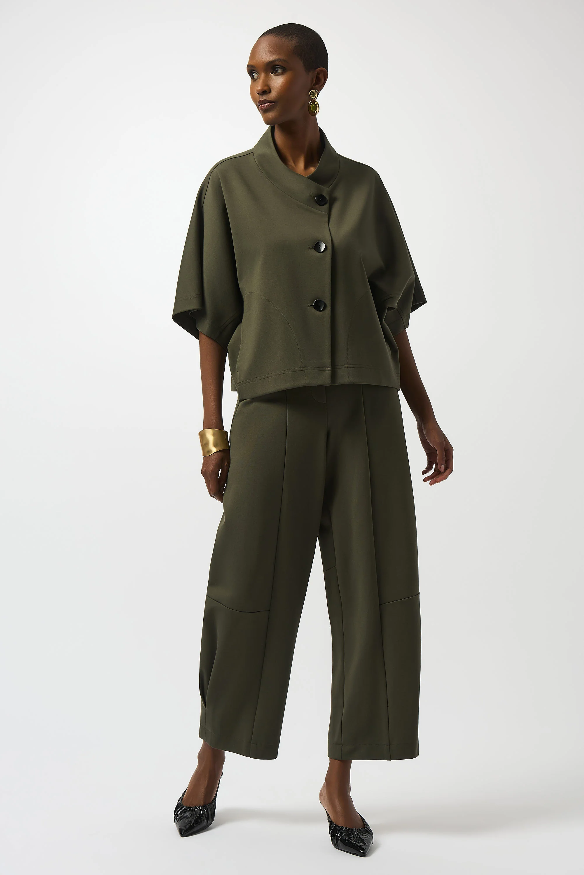 Joseph Ribkoff Avocado Heavy Knit Boxy Jacket Style 253015 - Image 2