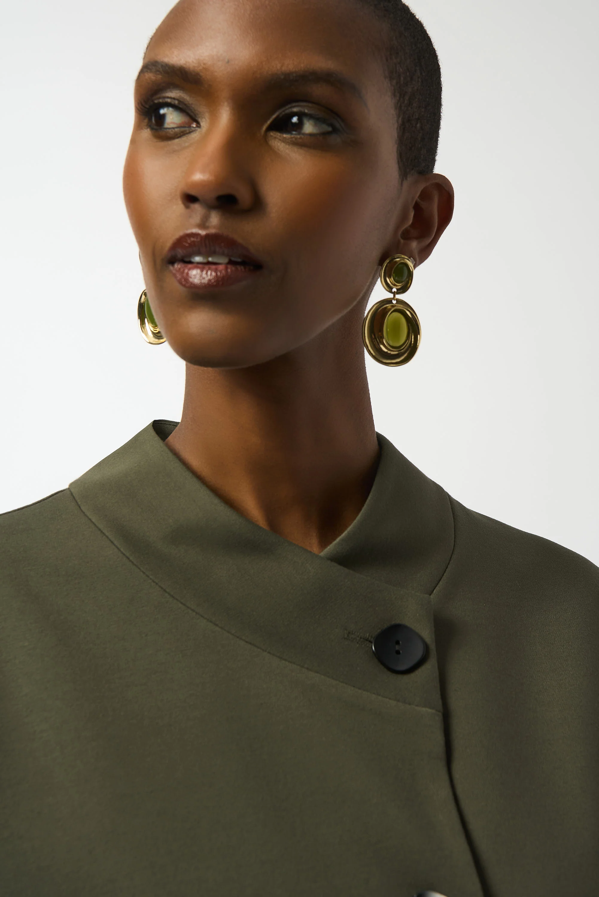 Joseph Ribkoff Avocado Heavy Knit Boxy Jacket Style 253015 - Image 3