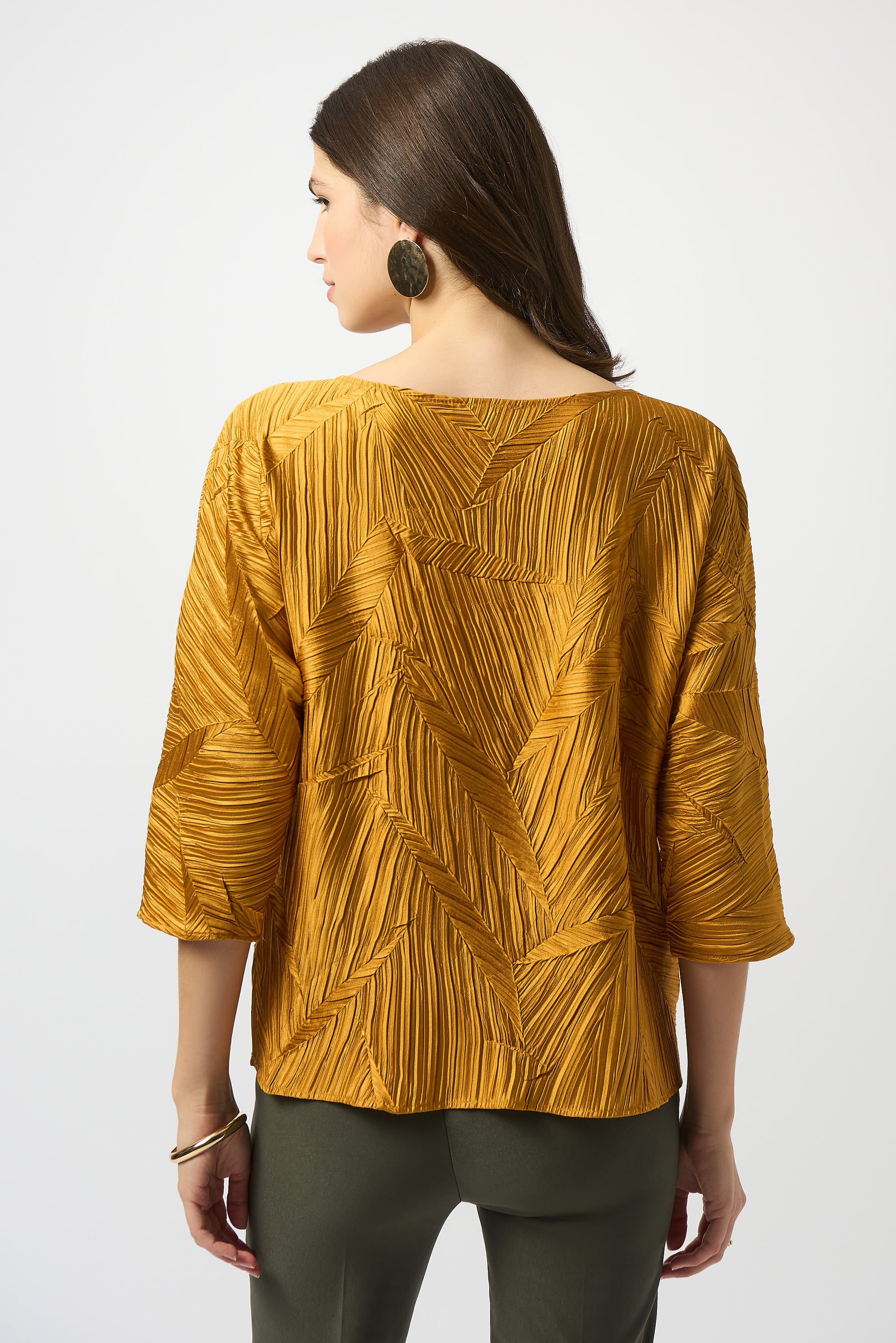 Joseph Ribkoff Avocado Pleated Satin Boxy Top Style 253002 - Image 6