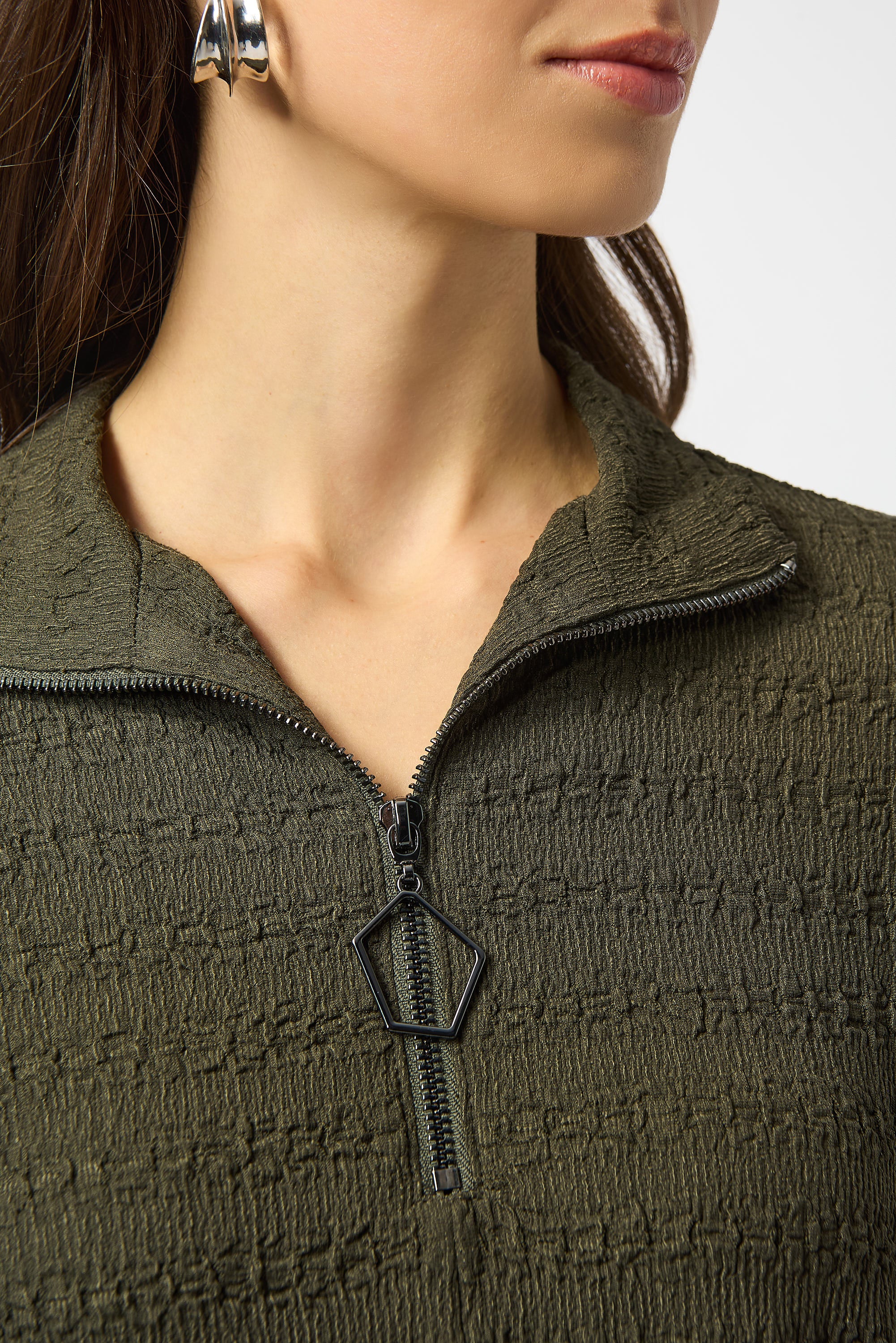 Joseph Ribkoff Avocado Textured Knit A-Line Tunic Style 253028 - Image 4