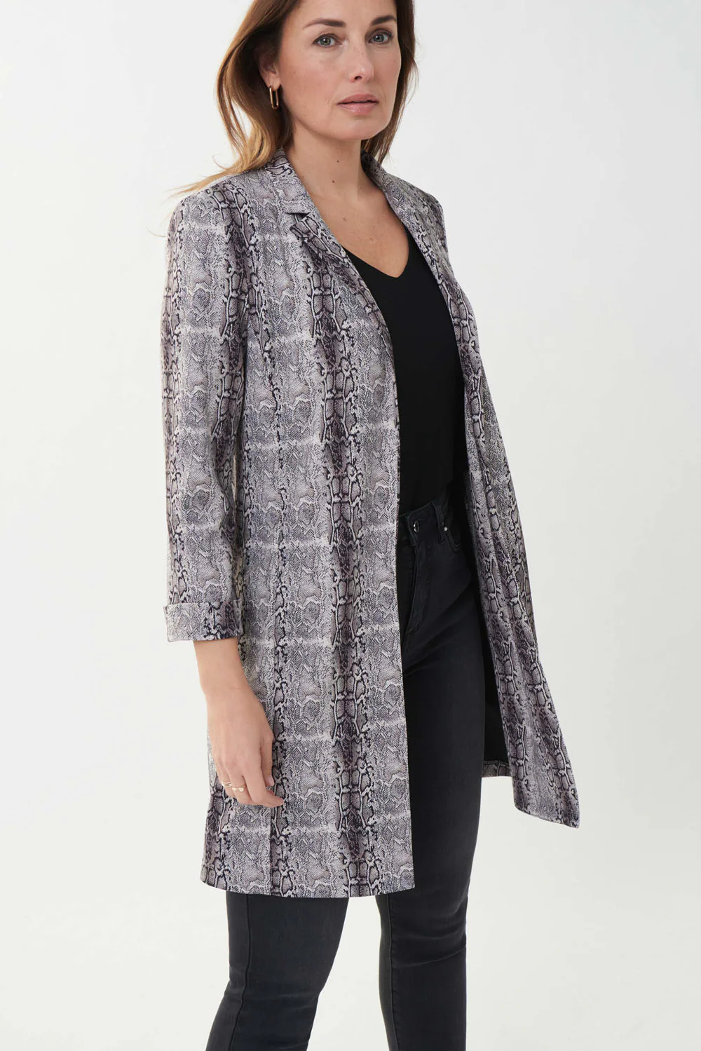 Joseph Ribkoff Beige/Black Snake Print Blazer Style 223171 - Image 3