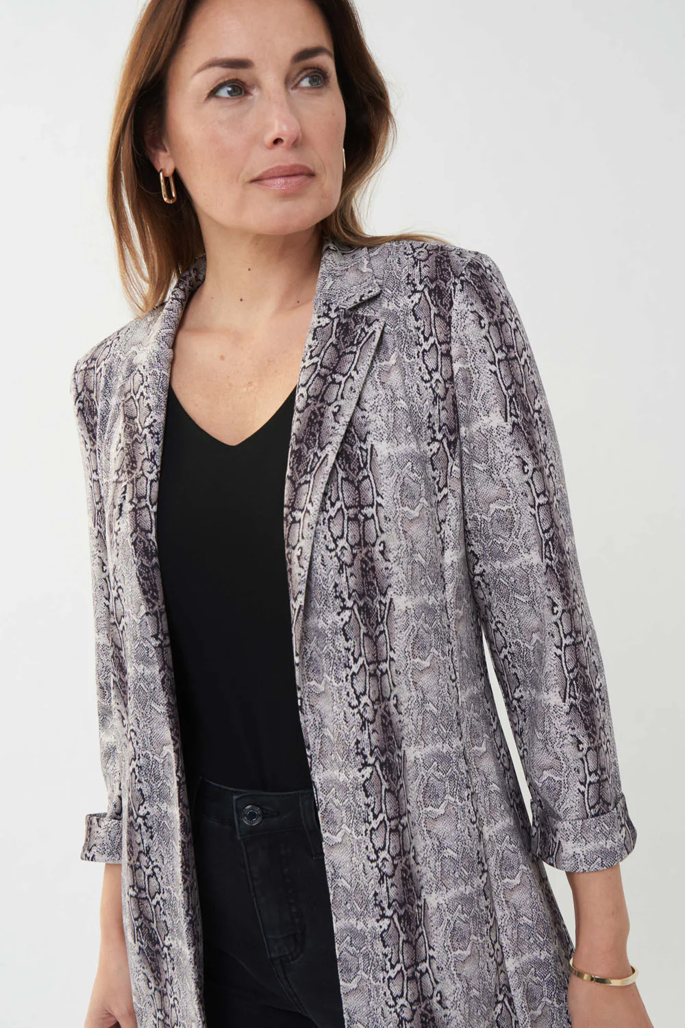 Joseph Ribkoff Beige/Black Snake Print Blazer Style 223171 - Image 4