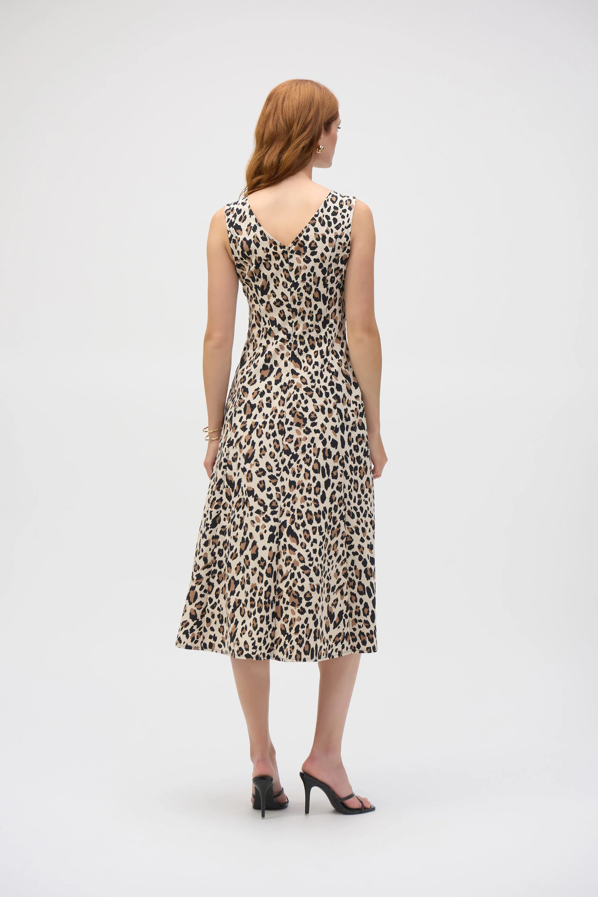 Joseph Ribkoff Beige/Black Animal Print Fit and Flare Dress Style 252095 - Image 4