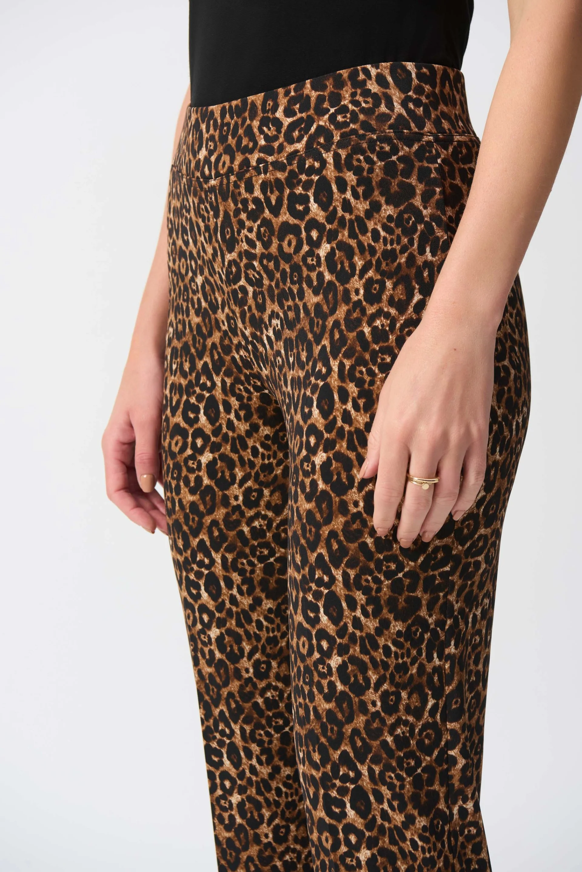 Joseph Ribkoff Beige/Black Animal Print Pull-On Pants Style 244257 - Image 3