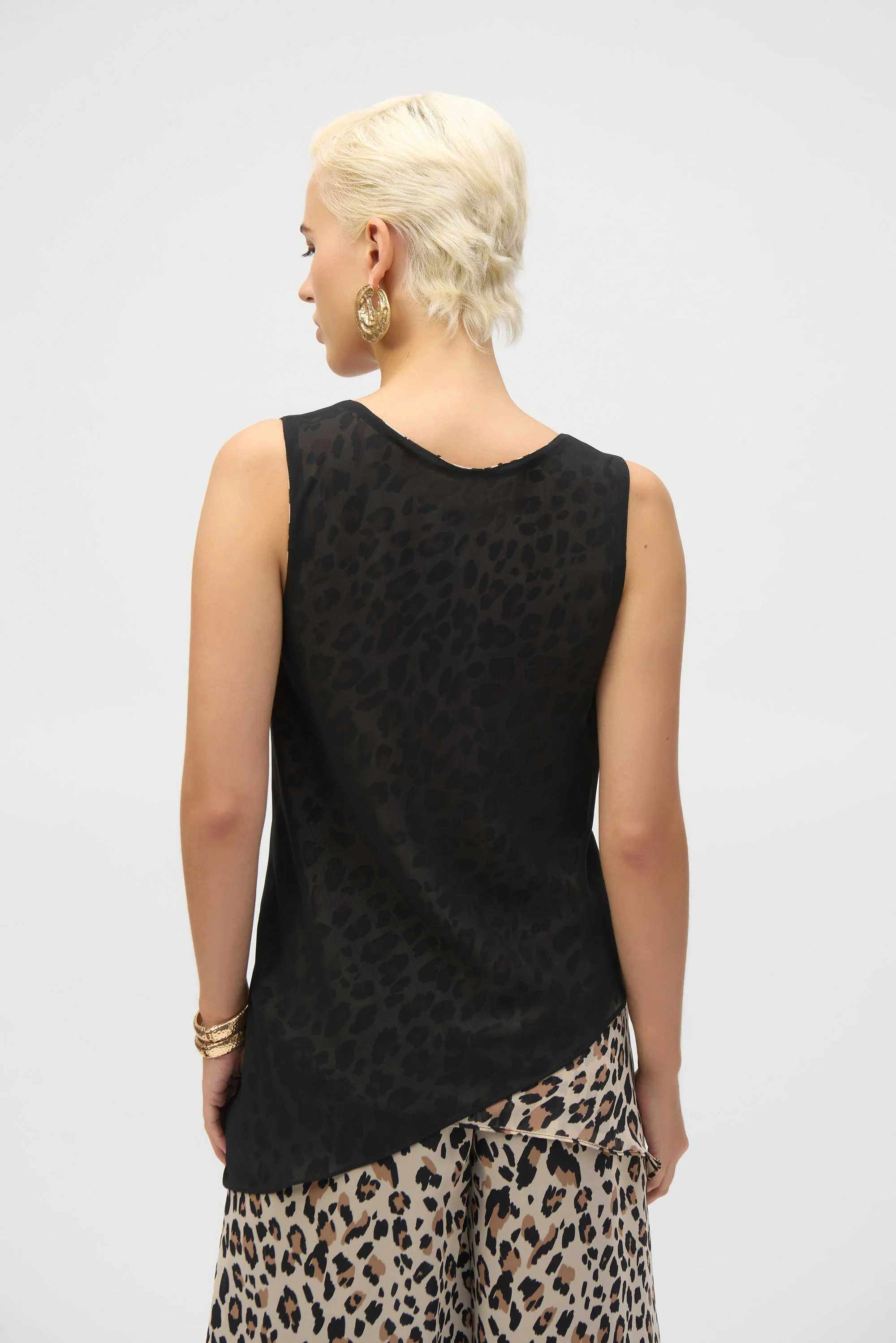 Joseph Ribkoff Beige/Black Animal Print Reversible A-Line Tunic Style 252155 - Image 11