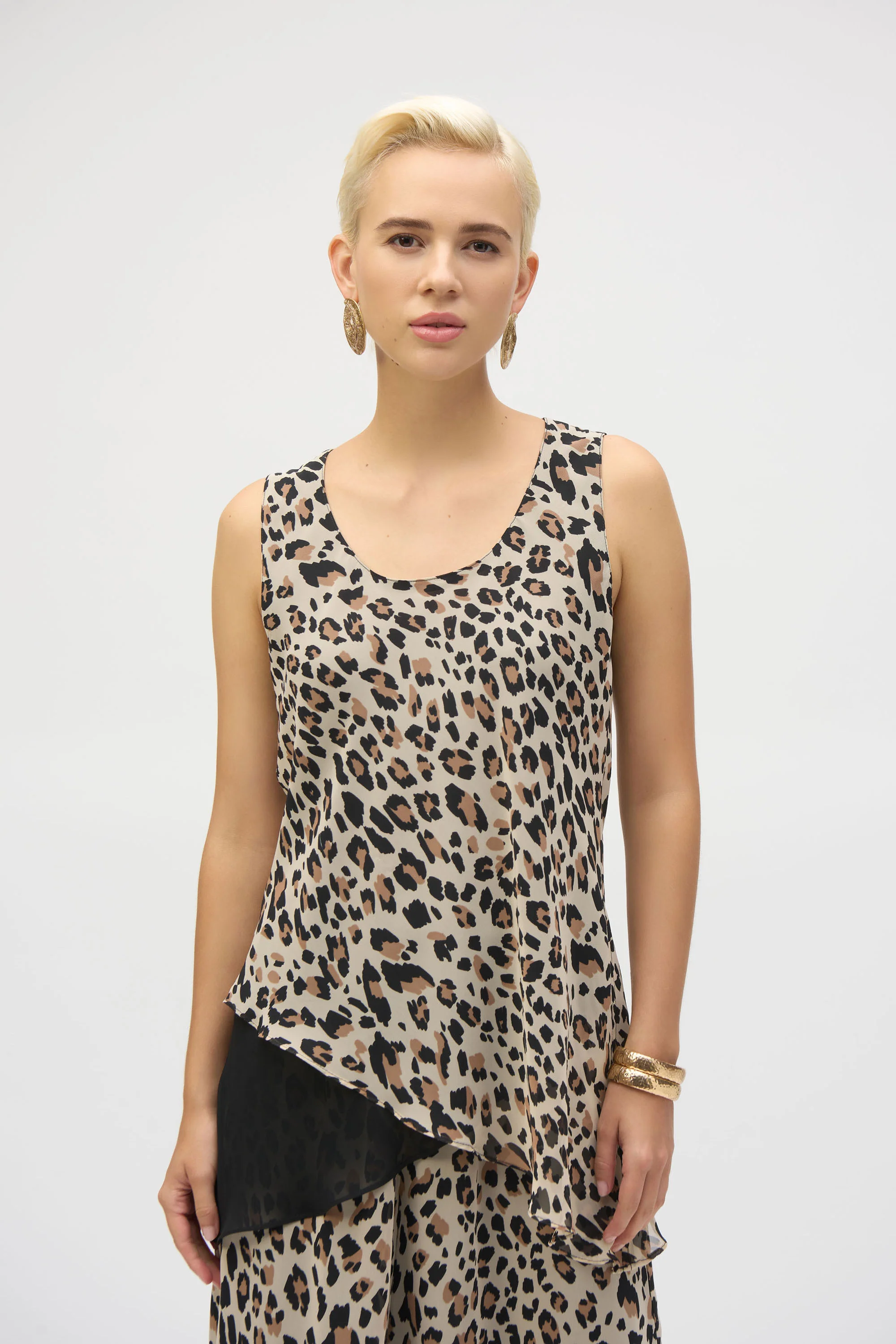 Joseph Ribkoff Beige/Black Animal Print Reversible A-Line Tunic Style 252155 - Image 4