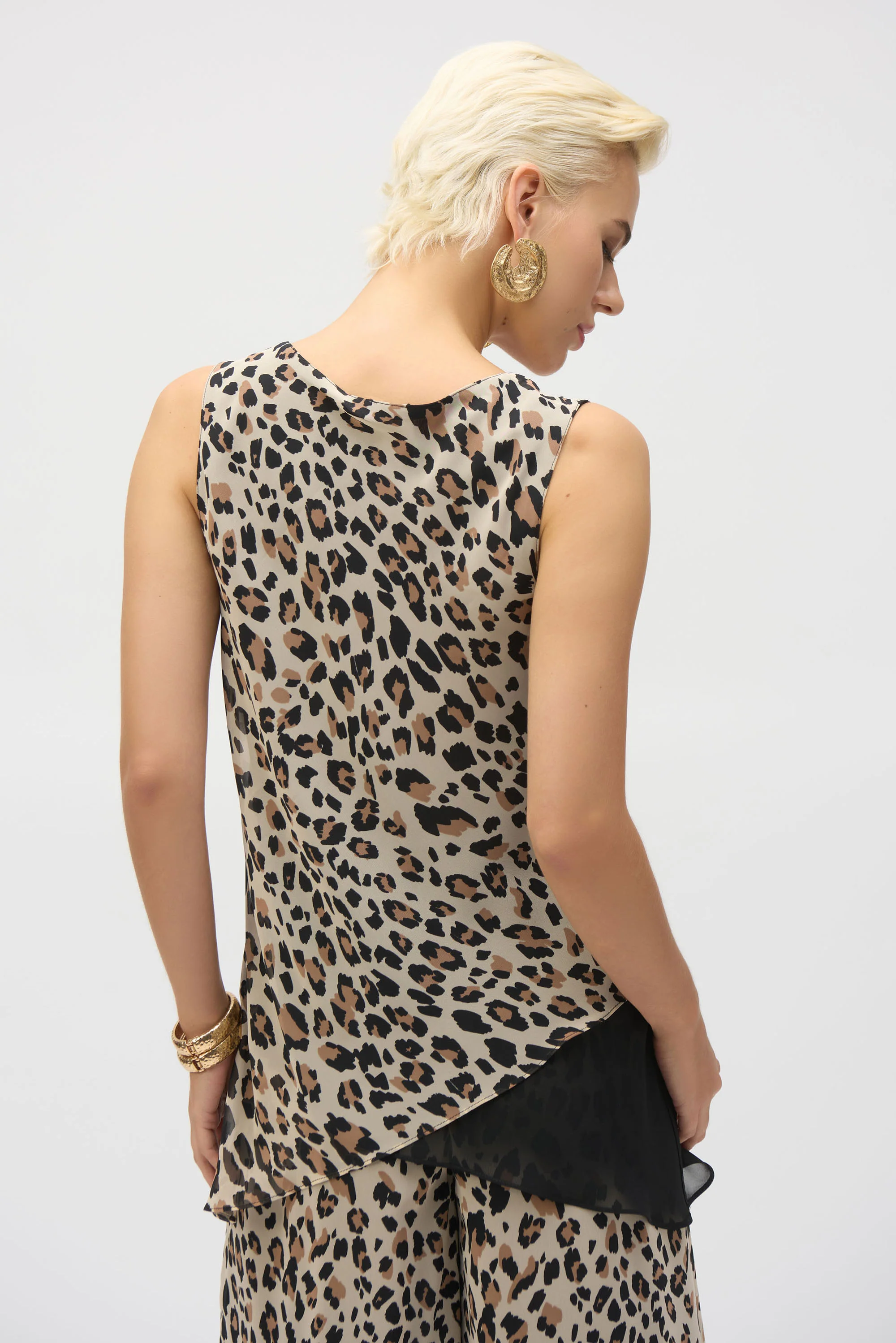 Joseph Ribkoff Beige/Black Animal Print Reversible A-Line Tunic Style 252155 - Image 8