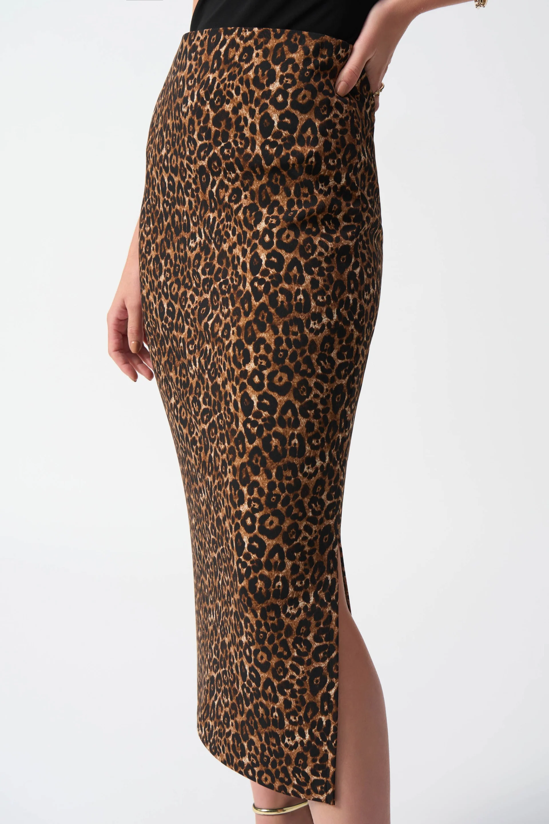 Joseph Ribkoff Beige/Black Animal Print Skirt Style 244260 - Image 2