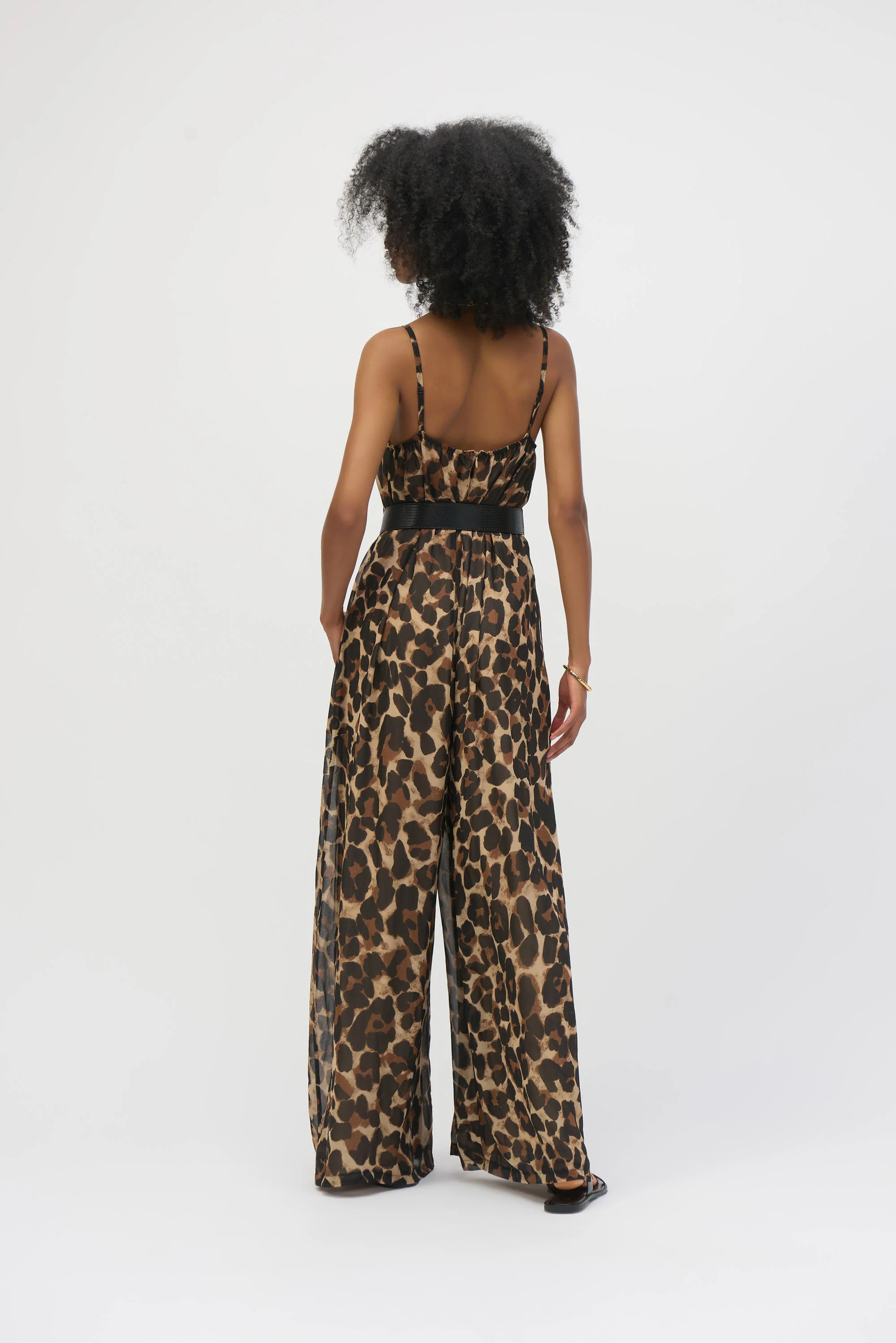 Joseph Ribkoff Beige/Black Animal Print Wide Leg Jumpsuit Style 252936 - Image 3